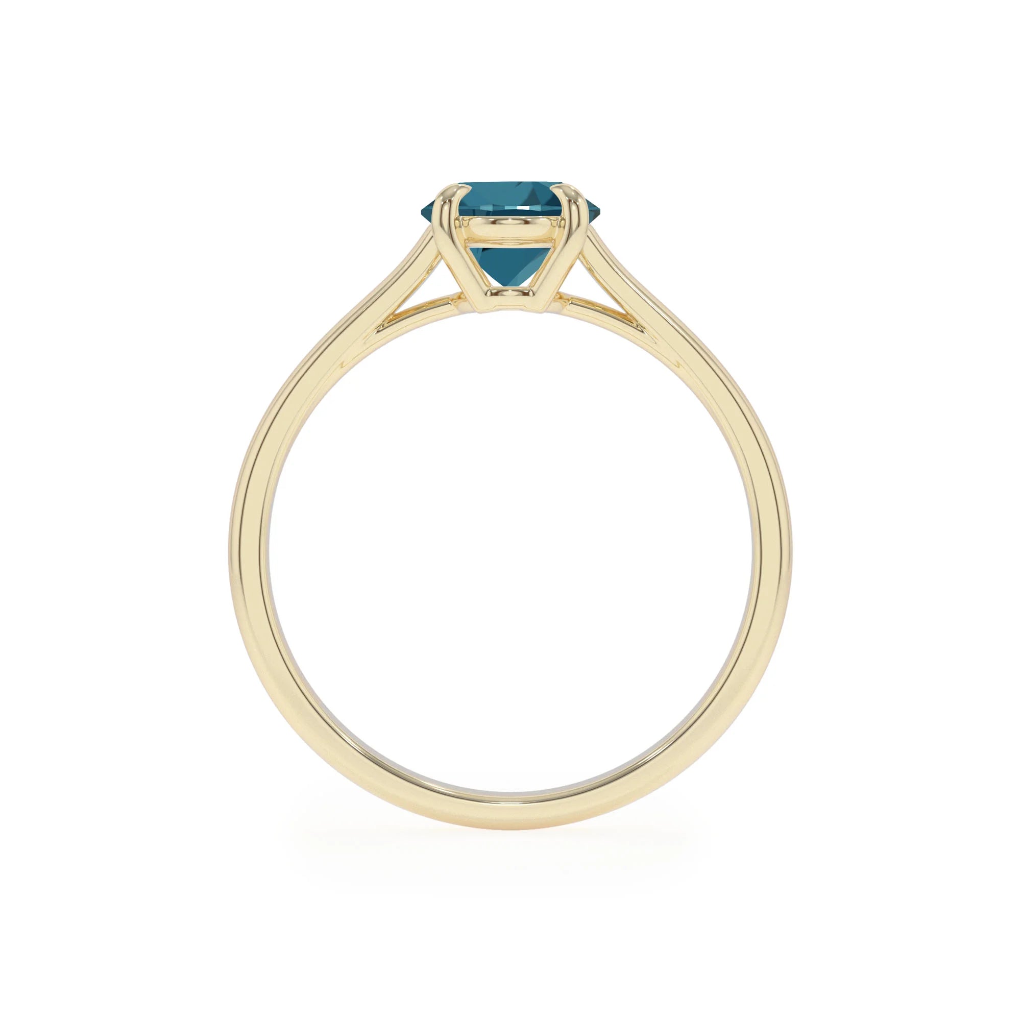 natural london-blue-topaz oval solitaire rings in yellow gold