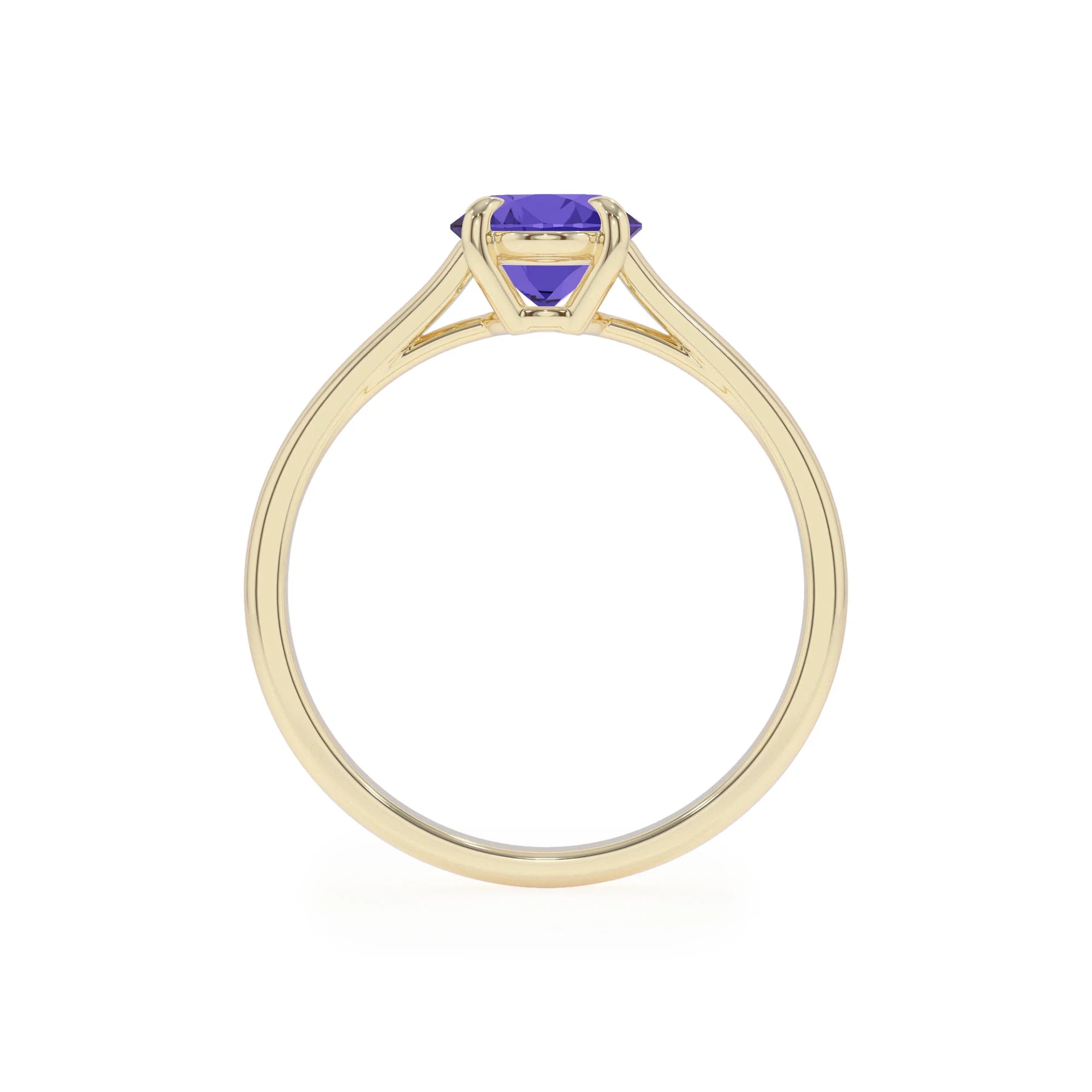 lab grown tanzanite oval solitaire rings in yellow gold