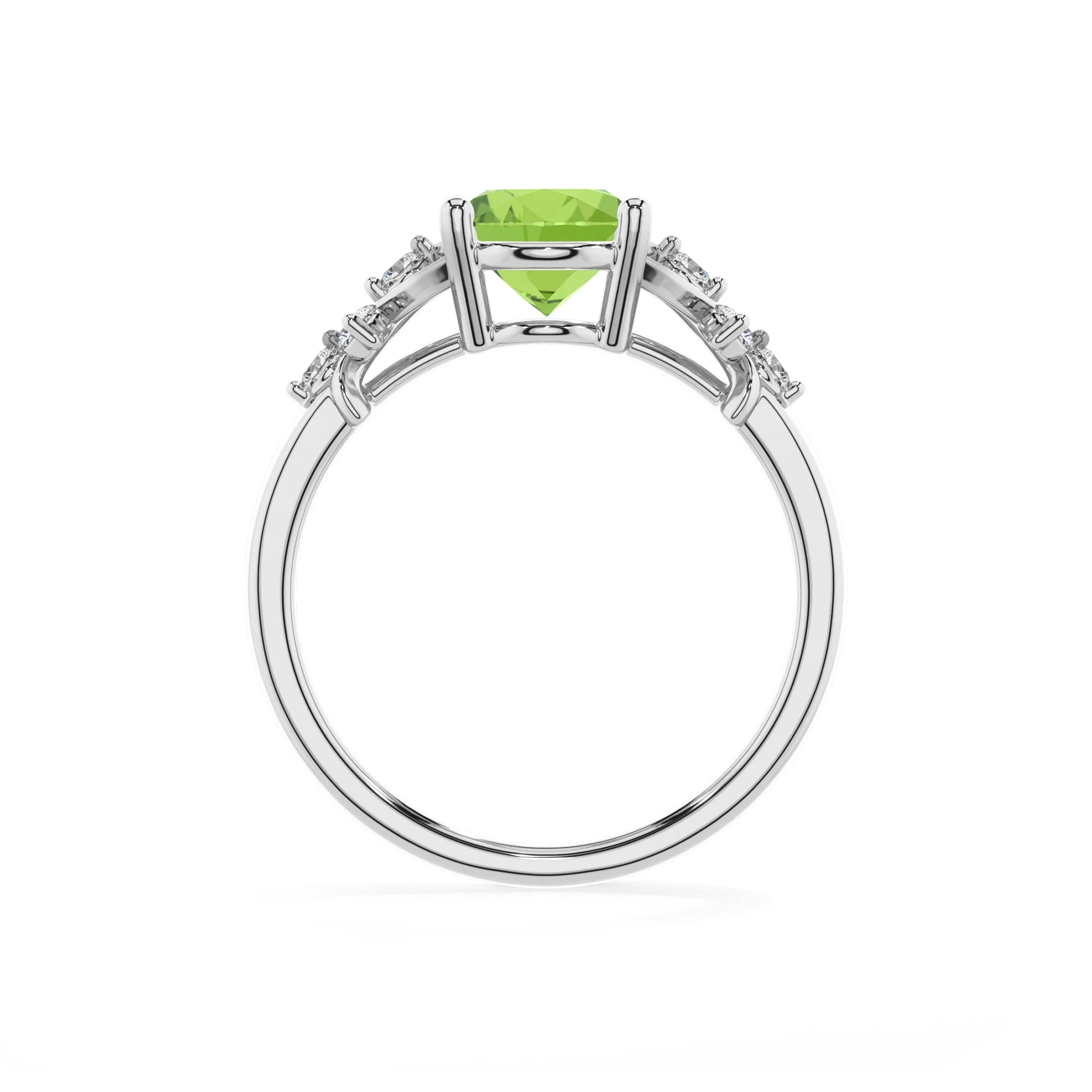 natural peridot oval solitaire rings in platinum