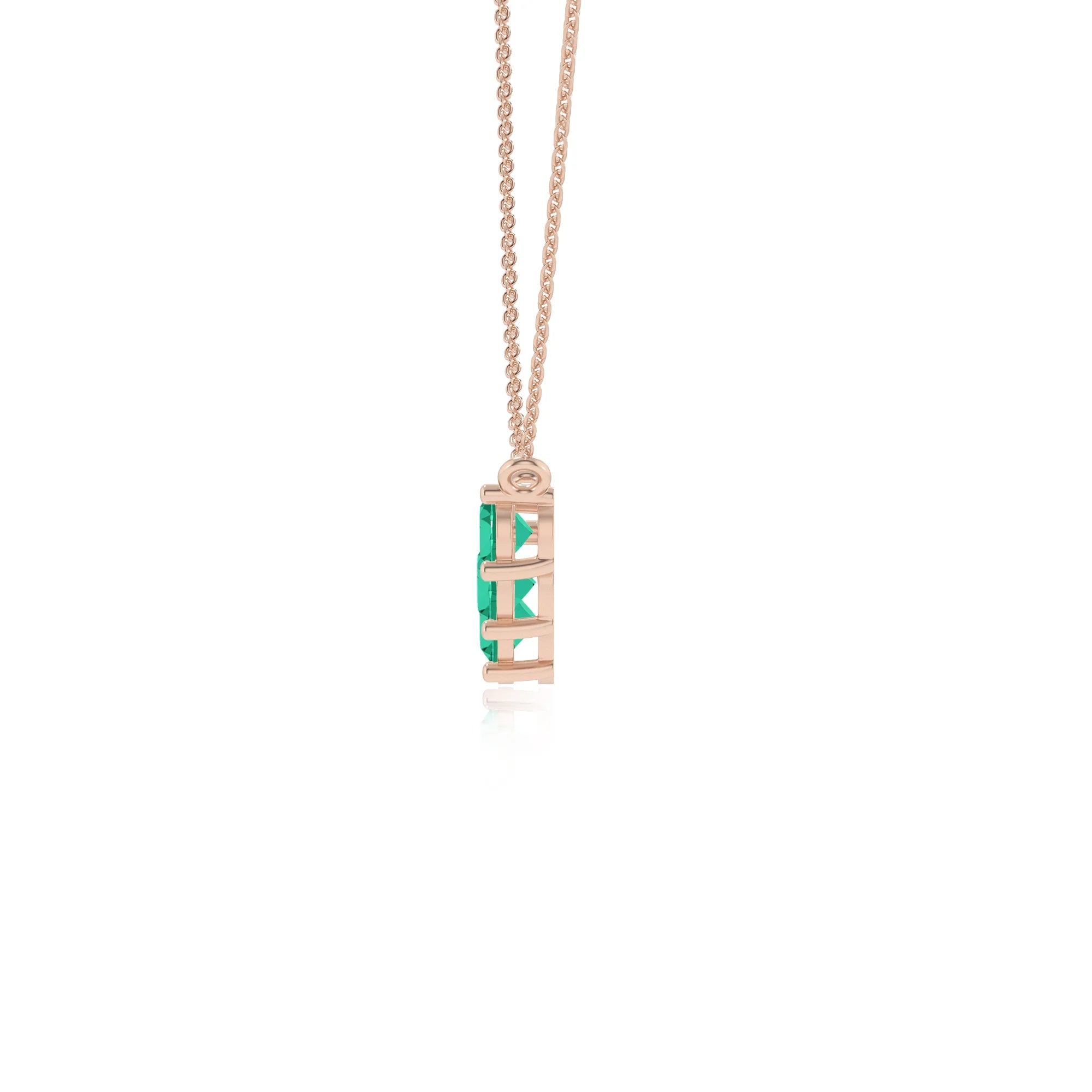 lab grown emerald round bar necklaces in rose gold