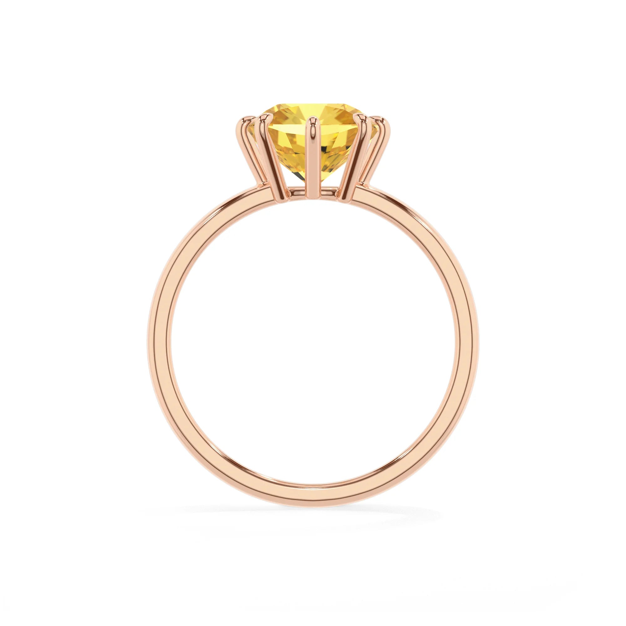 lab grown yellow-sapphire cushion solitaire rings in rose gold
