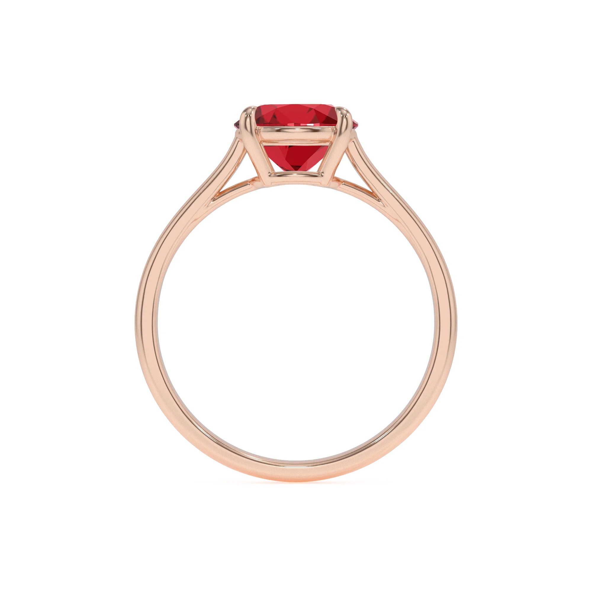 lab grown ruby round solitaire rings in rose gold
