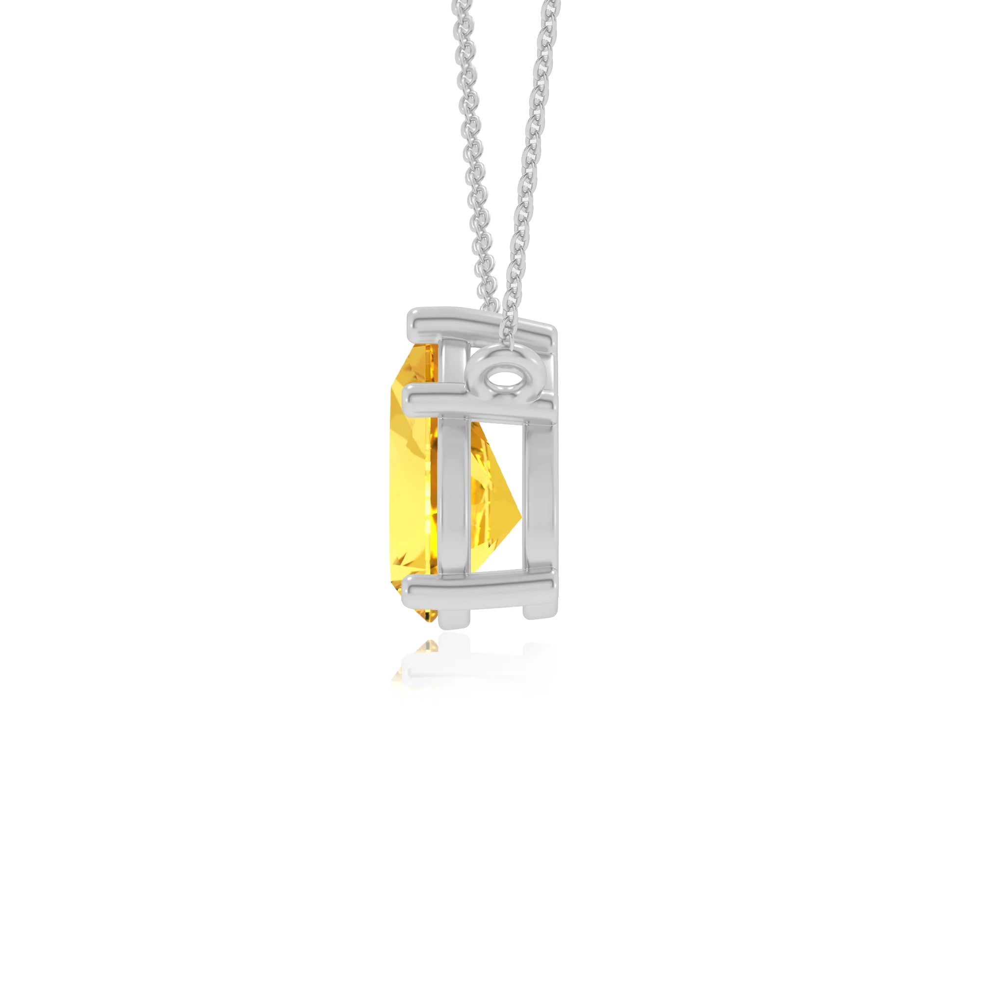 lab grown yellow-sapphire pear solitaire necklaces in sterling silver