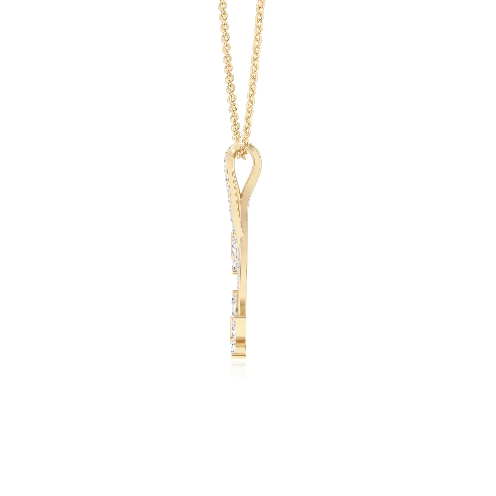 lab grown moissanite marquise drop necklaces in yellow gold