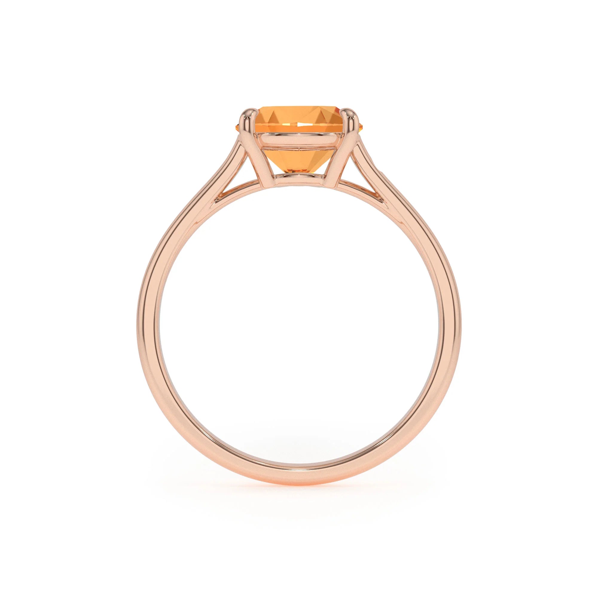 lab grown citrine cushion solitaire rings in rose gold
