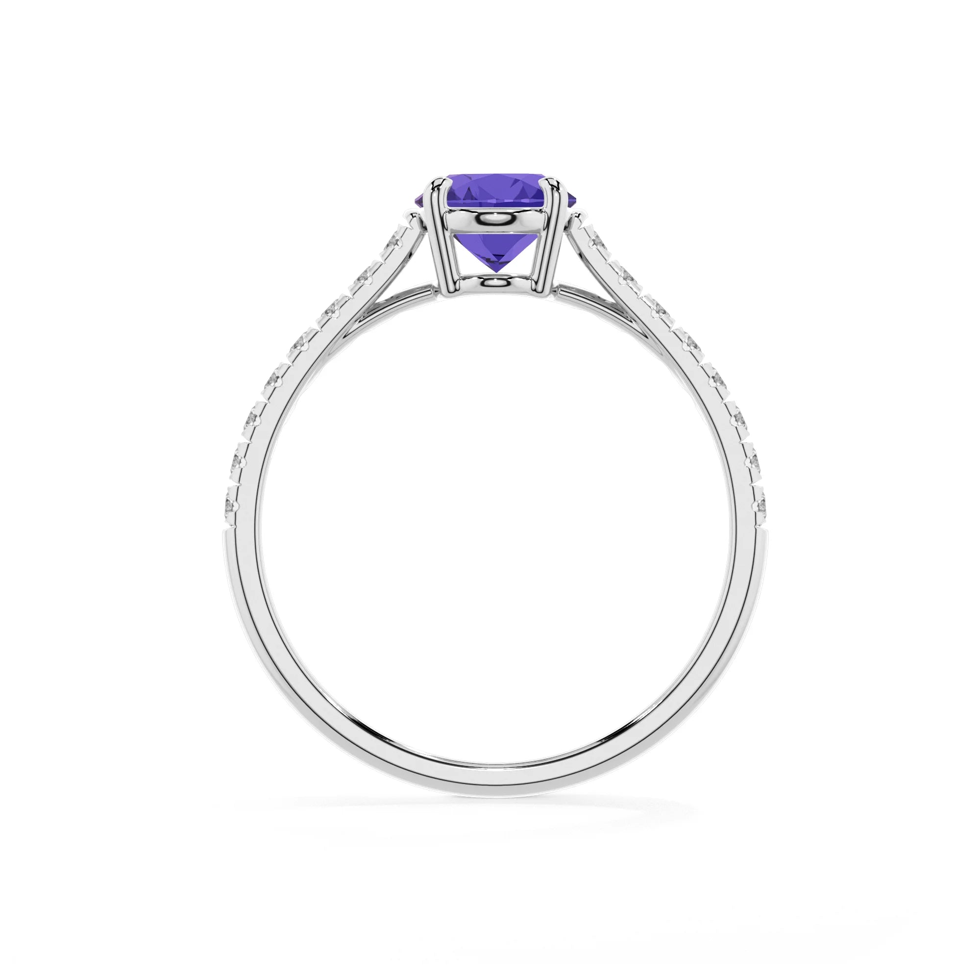 lab grown tanzanite oval half eternity solitaire engagement rings in platinum