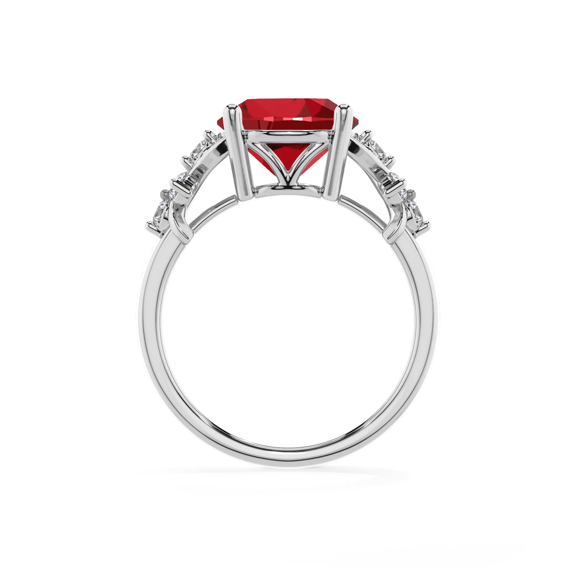 lab grown ruby round solitaire rings in sterling silver