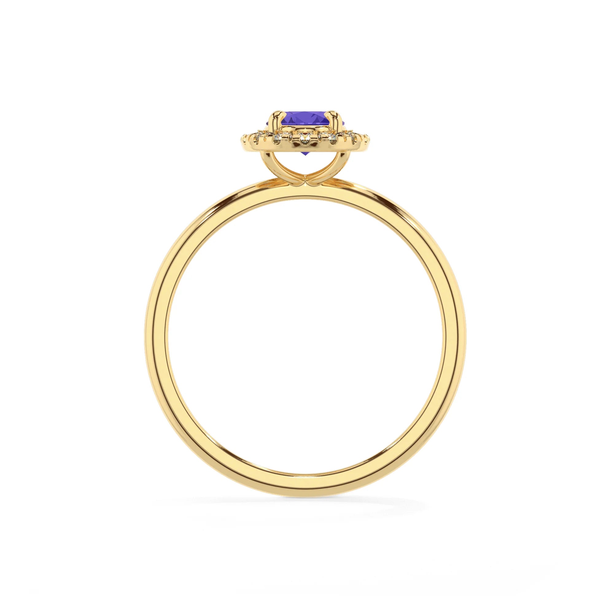 lab grown tanzanite oval solitaire rings in yellow gold