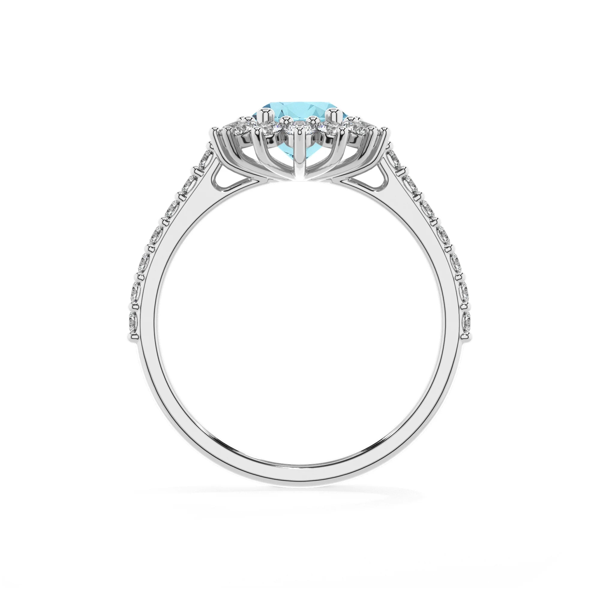 lab grown aquamarine oval solitaire rings in white gold