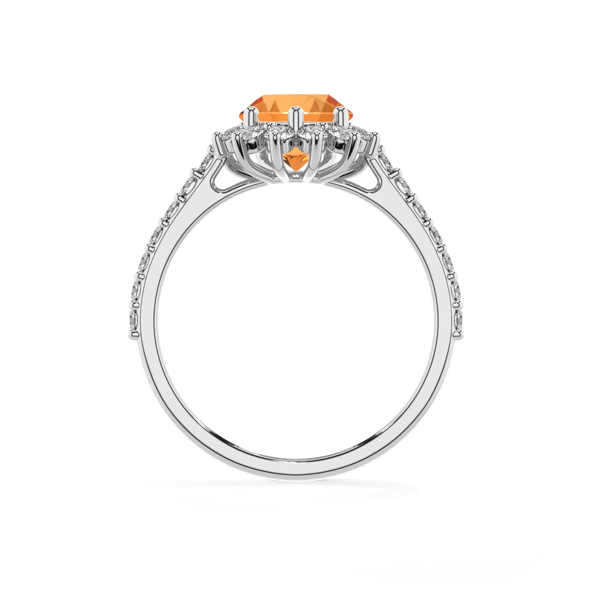 lab grown citrine pear solitaire rings in platinum