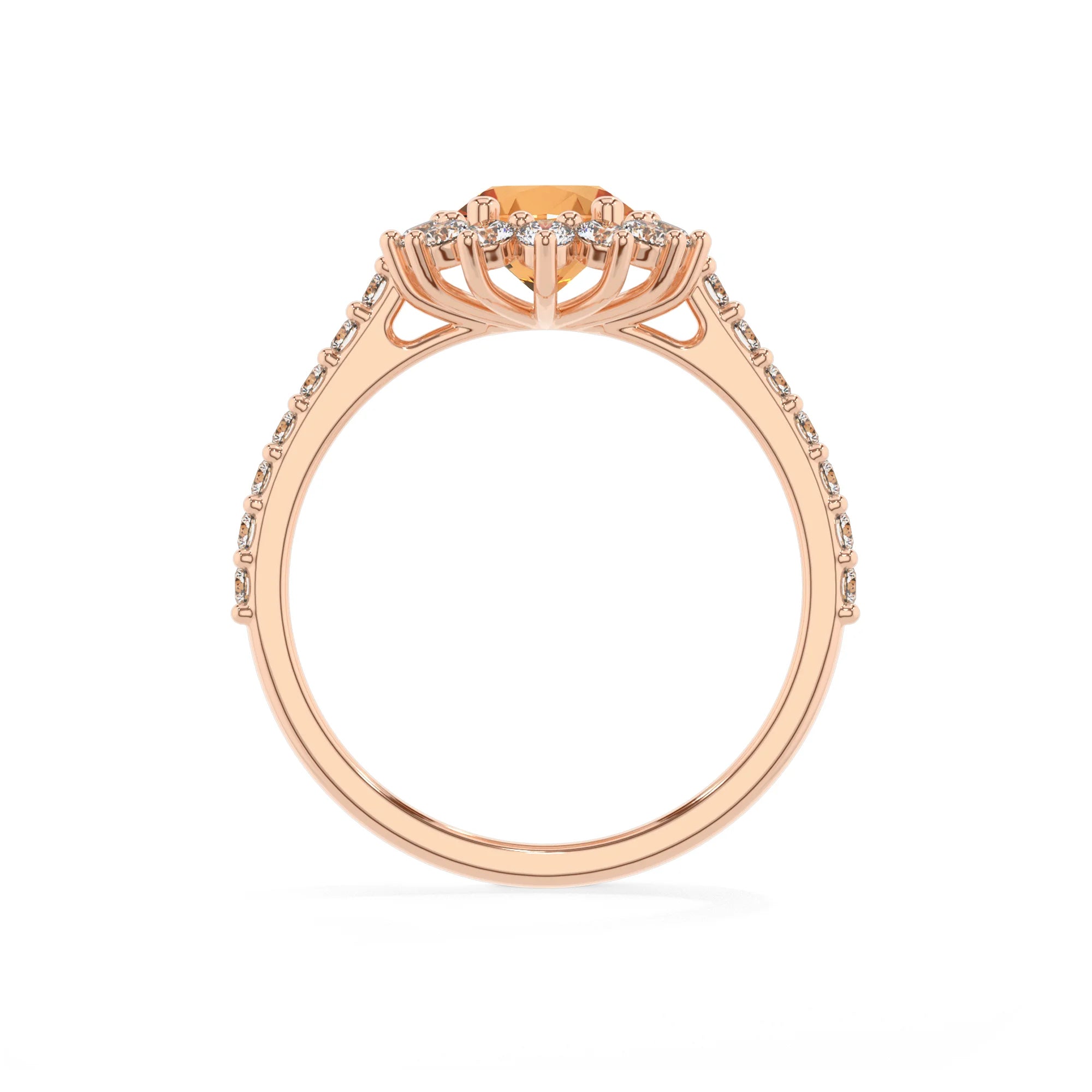 lab grown citrine oval solitaire rings in rose gold