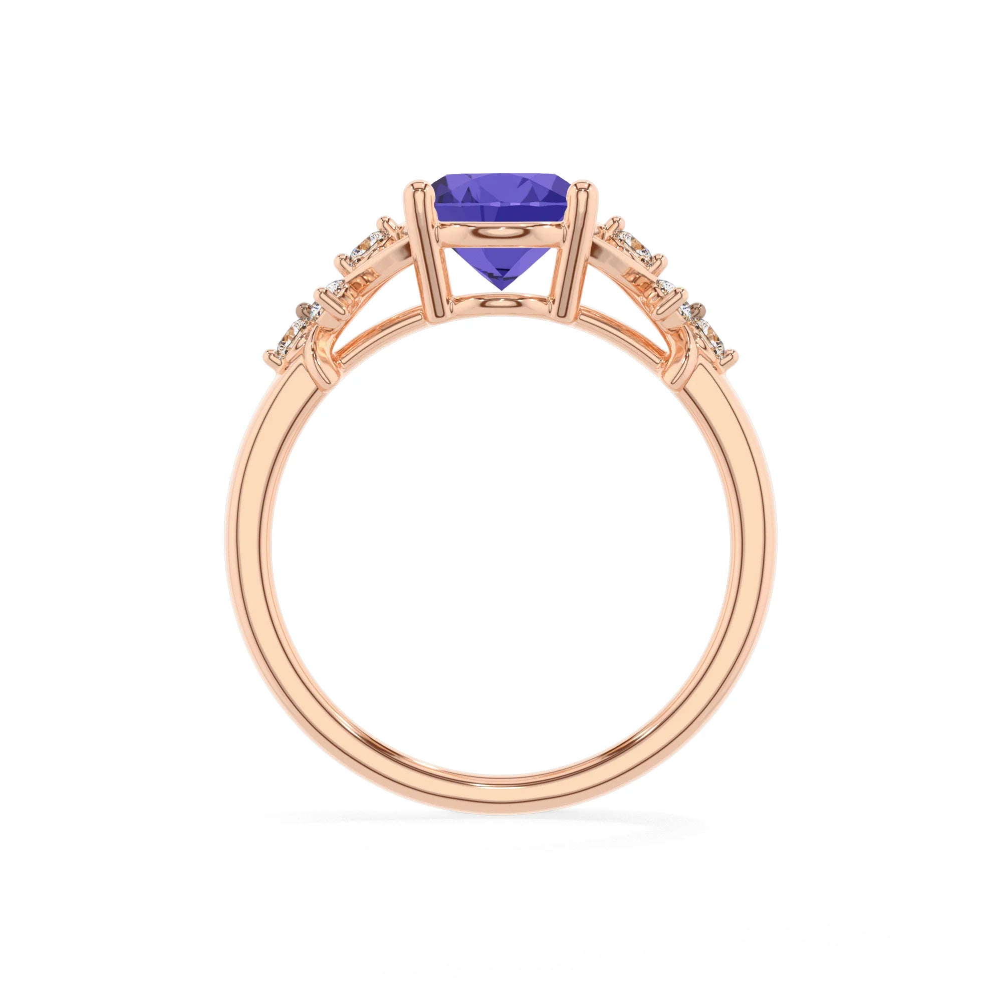 lab grown tanzanite oval solitaire rings in rose gold