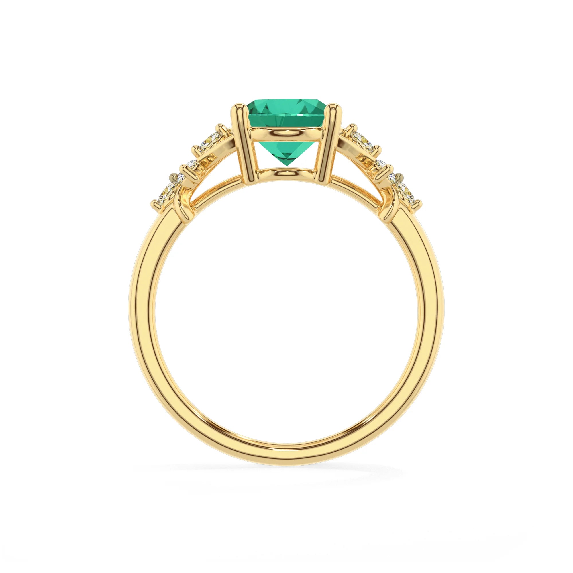 lab grown emerald oval solitaire rings in yellow gold