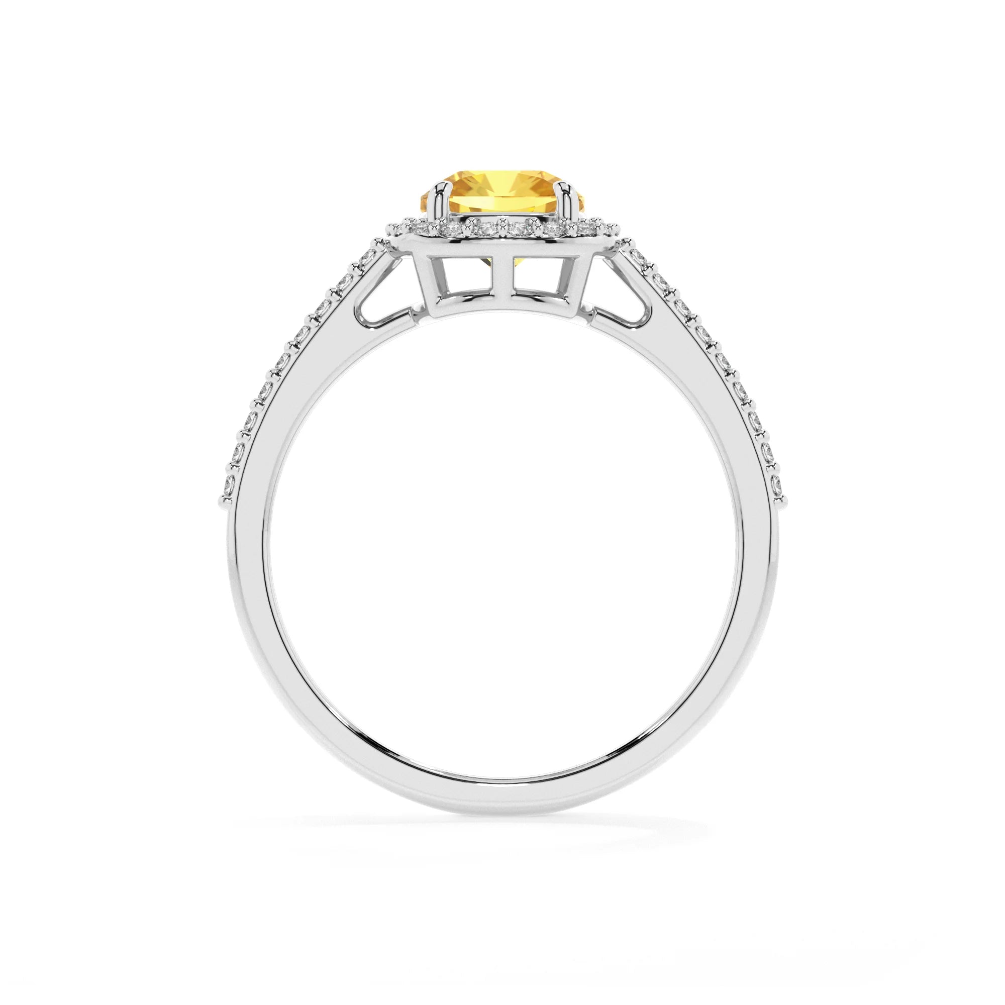 lab grown yellow-sapphire cushion solitaire rings in white gold