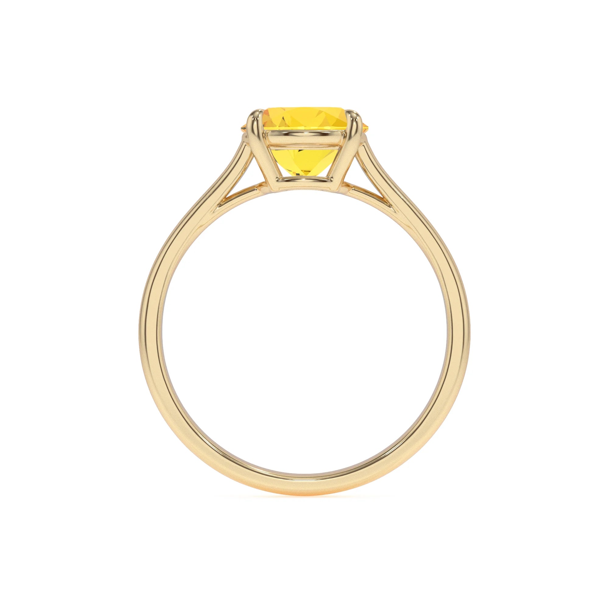 lab grown yellow-sapphire round solitaire rings in yellow gold