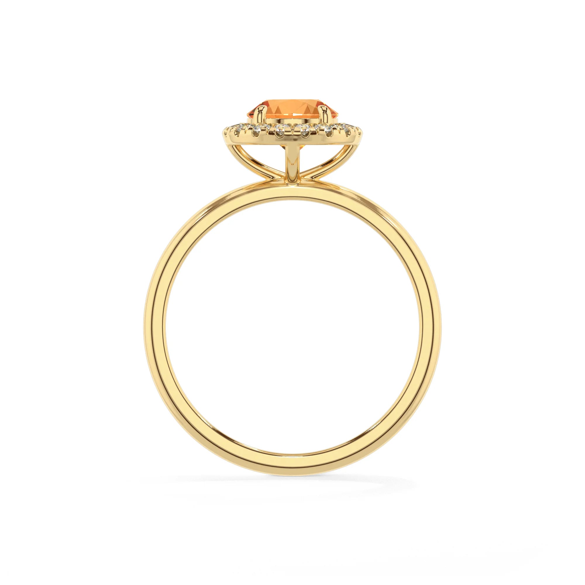 lab grown citrine round solitaire rings in yellow gold