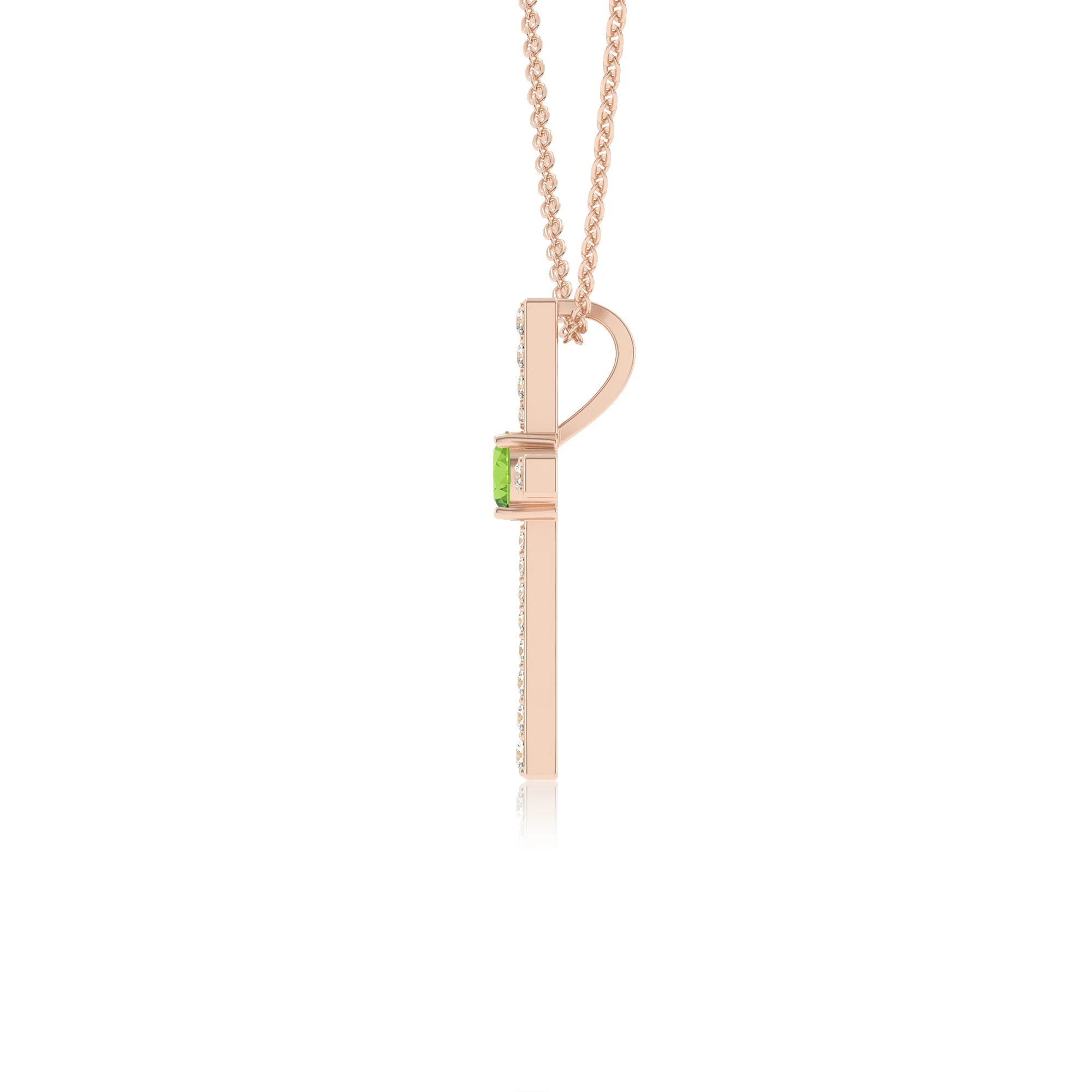 natural peridot round infinity necklaces in rose gold