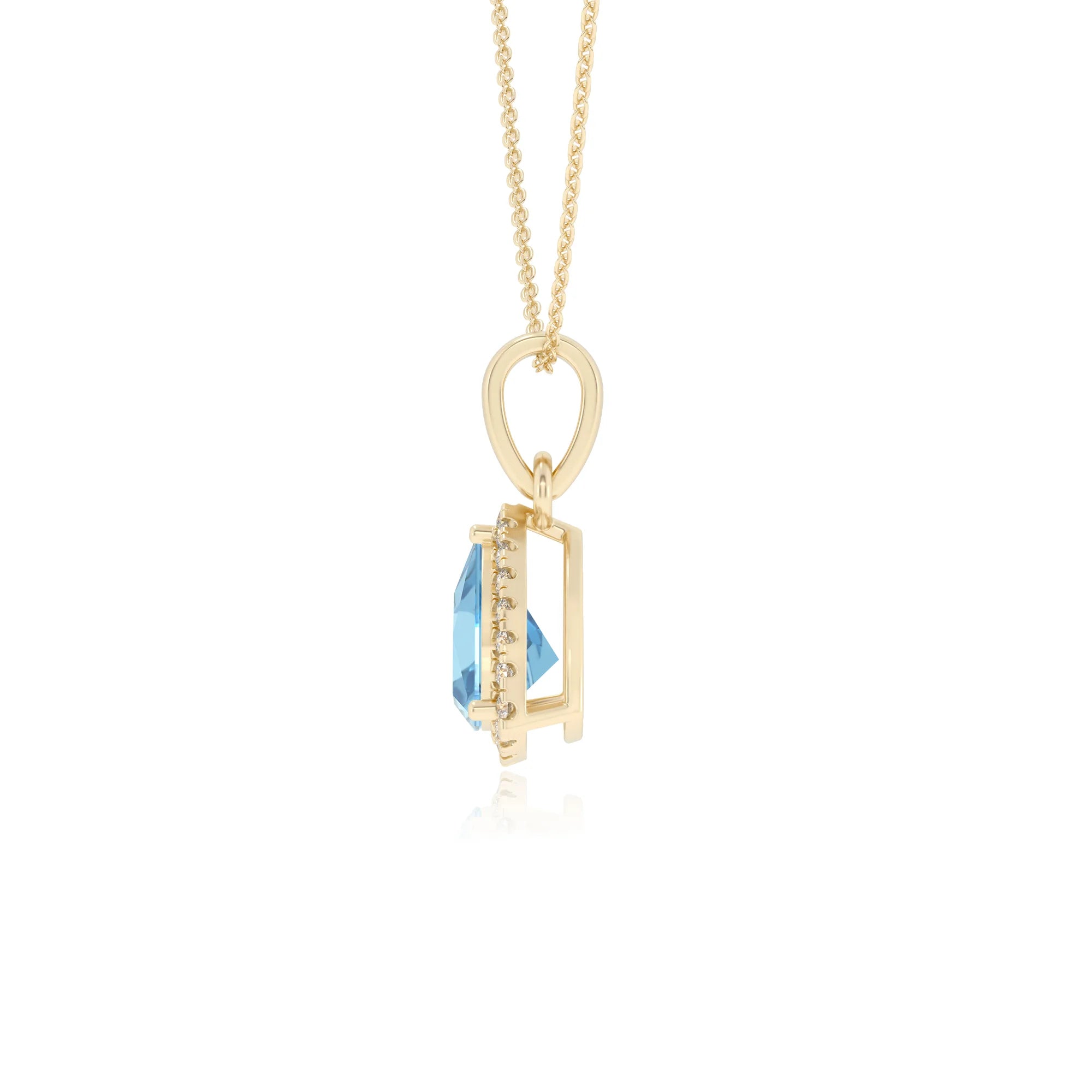 natural swiss-blue-topaz trillion solitaire necklaces in yellow gold