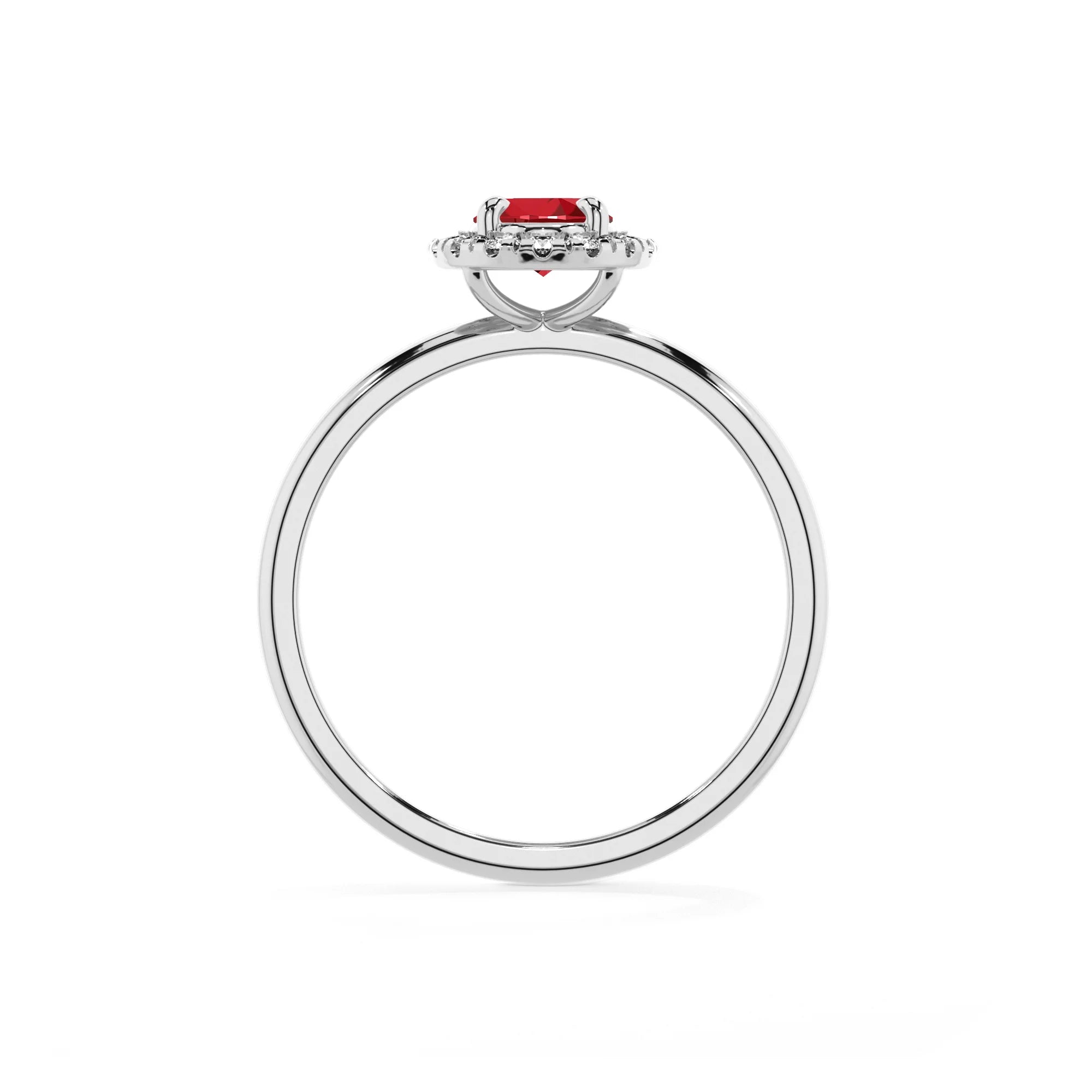 lab grown ruby oval solitaire rings in white gold