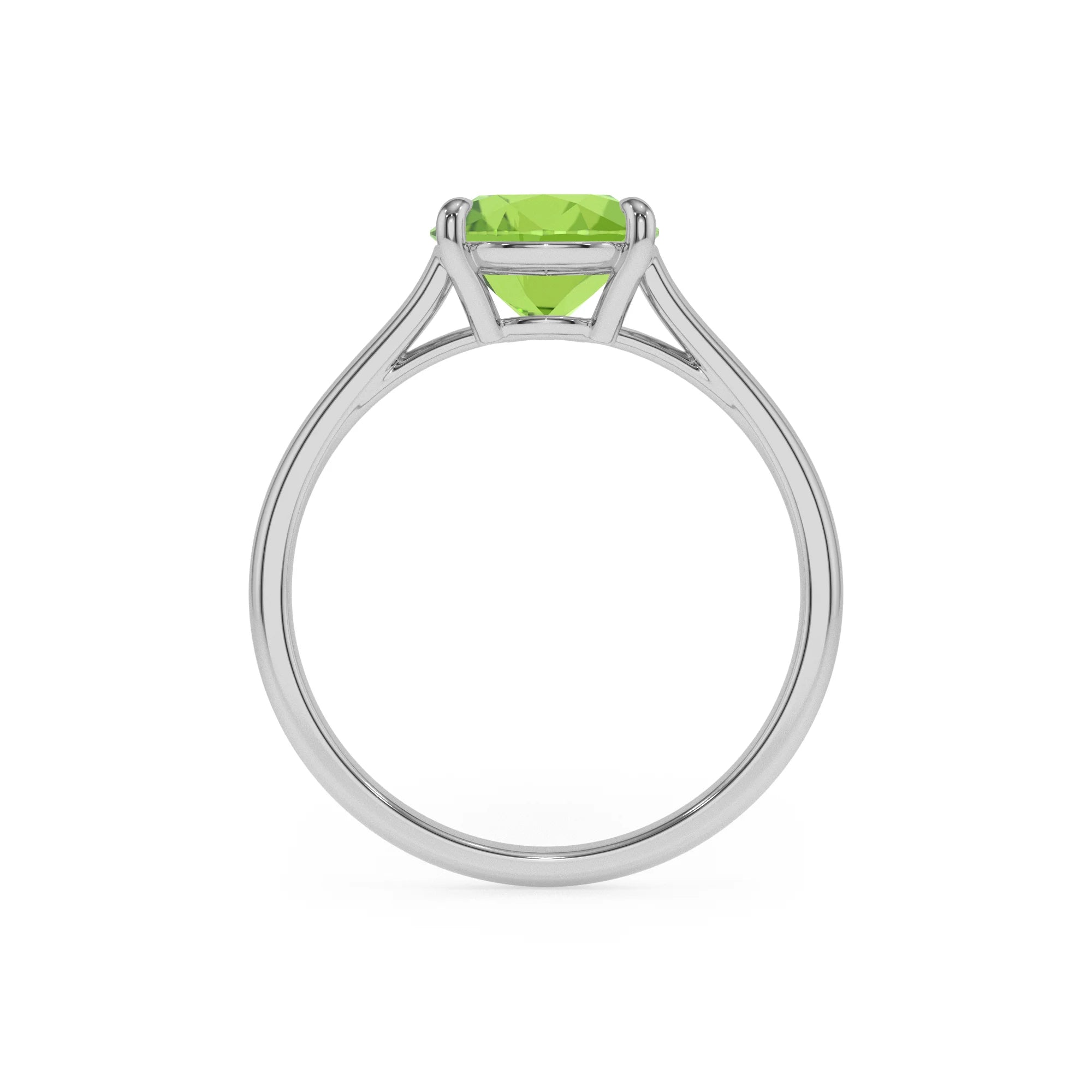 natural peridot pear solitaire rings in white gold
