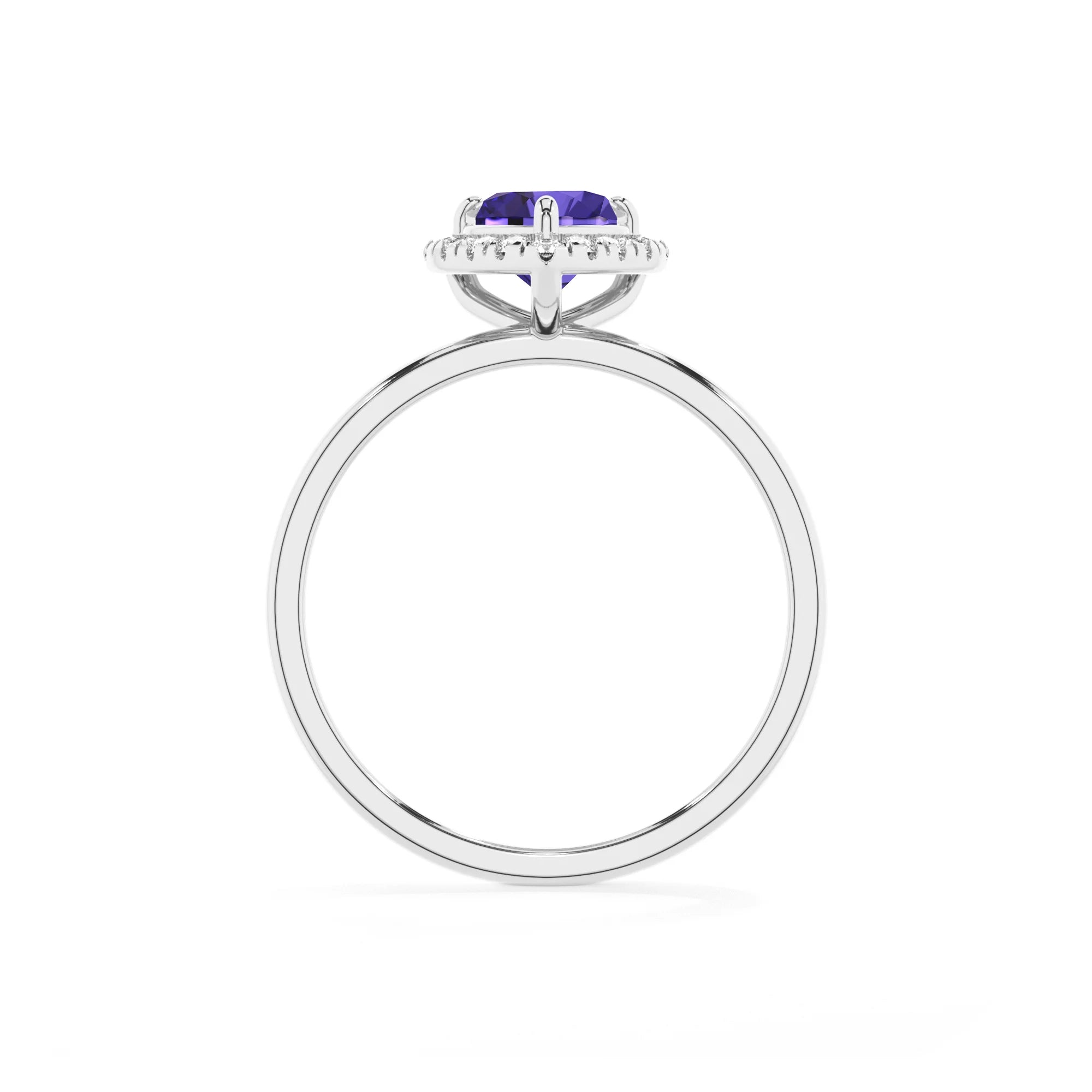 lab grown tanzanite heart solitaire rings in white gold