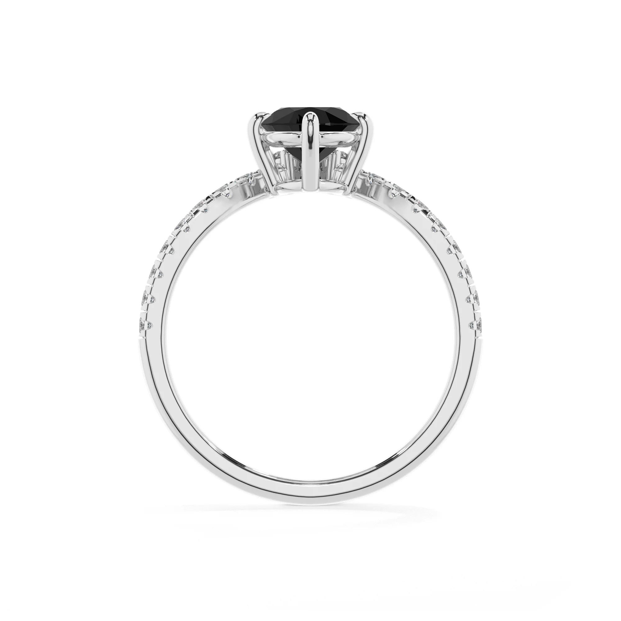 natural black-onyx oval solitaire rings in white gold