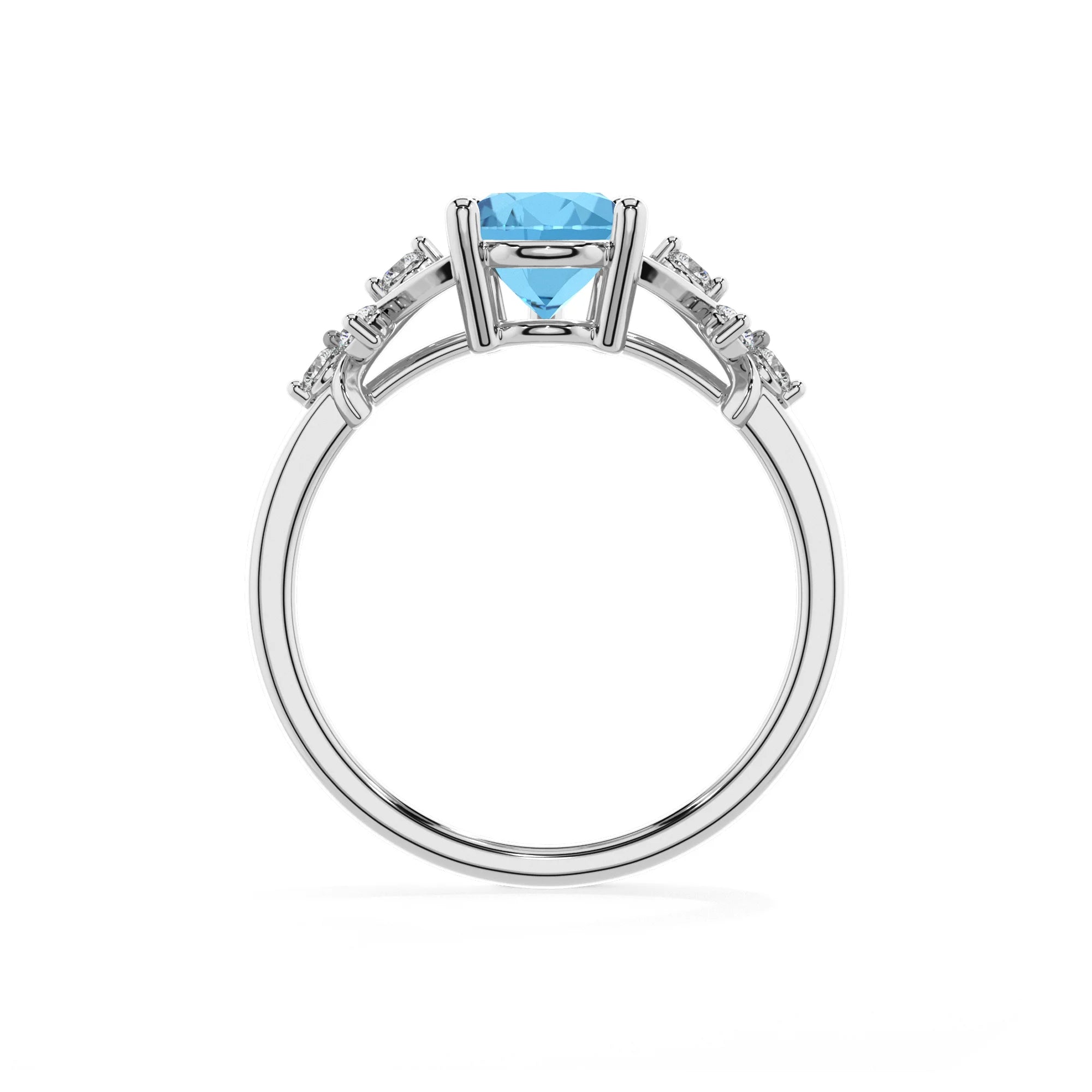 natural swiss-blue-topaz pear solitaire rings in sterling silver
