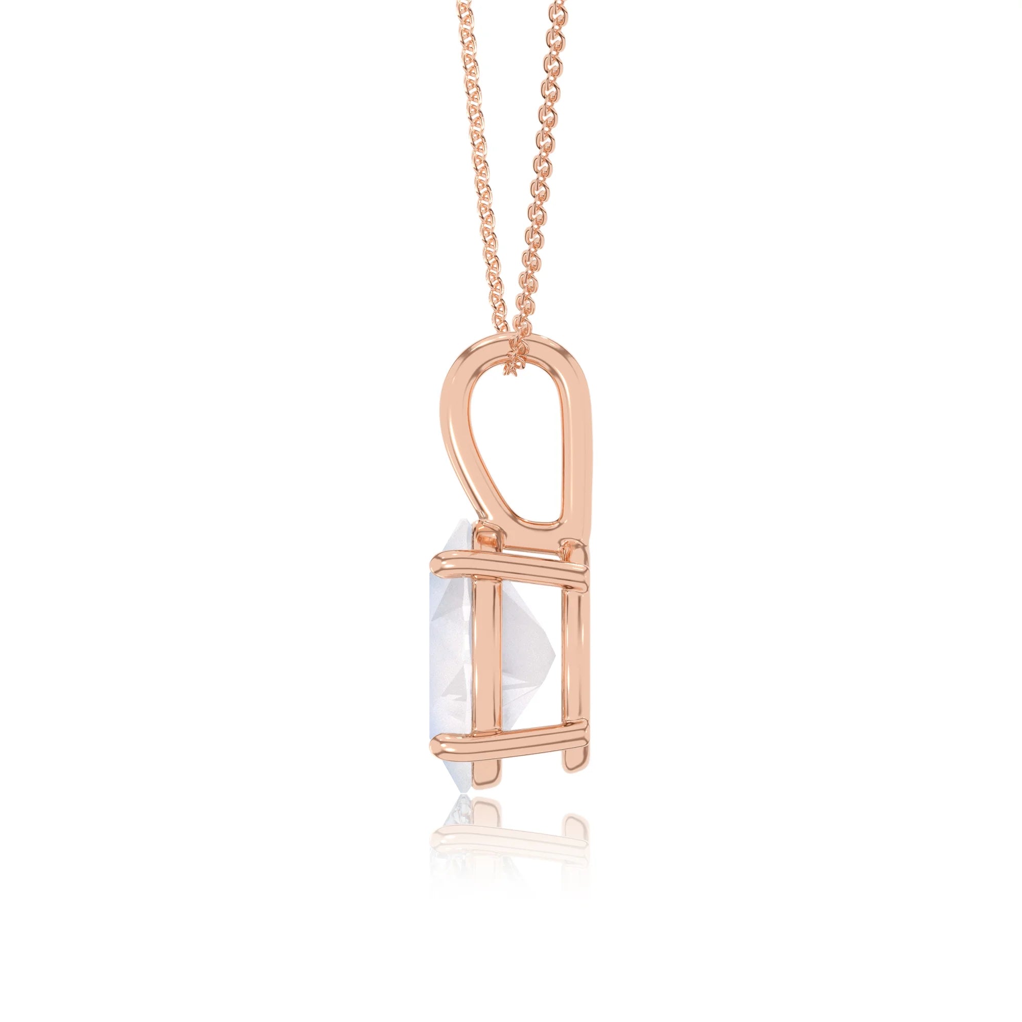 natural rainbow-moonstone oval solitaire necklaces in rose gold