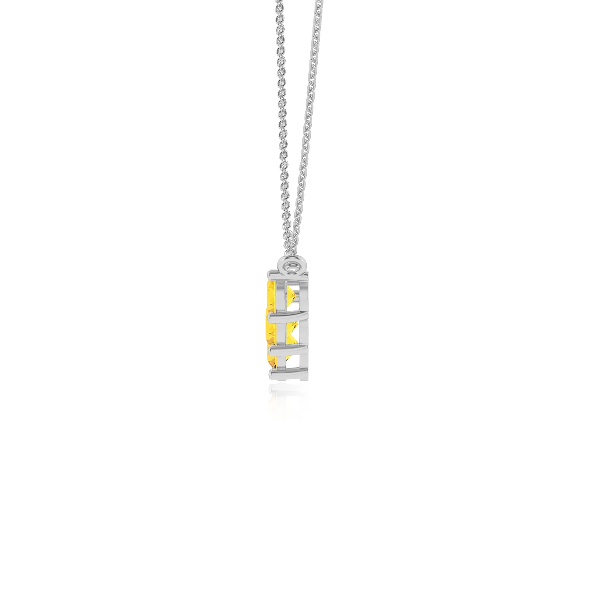 lab grown yellow-sapphire round bar necklaces in white gold
