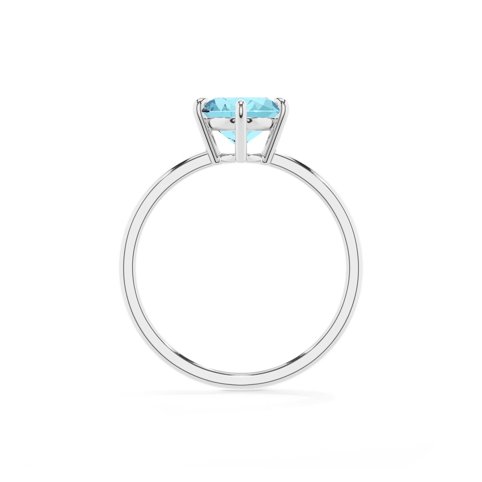 lab grown aquamarine oval solitaire rings in platinum