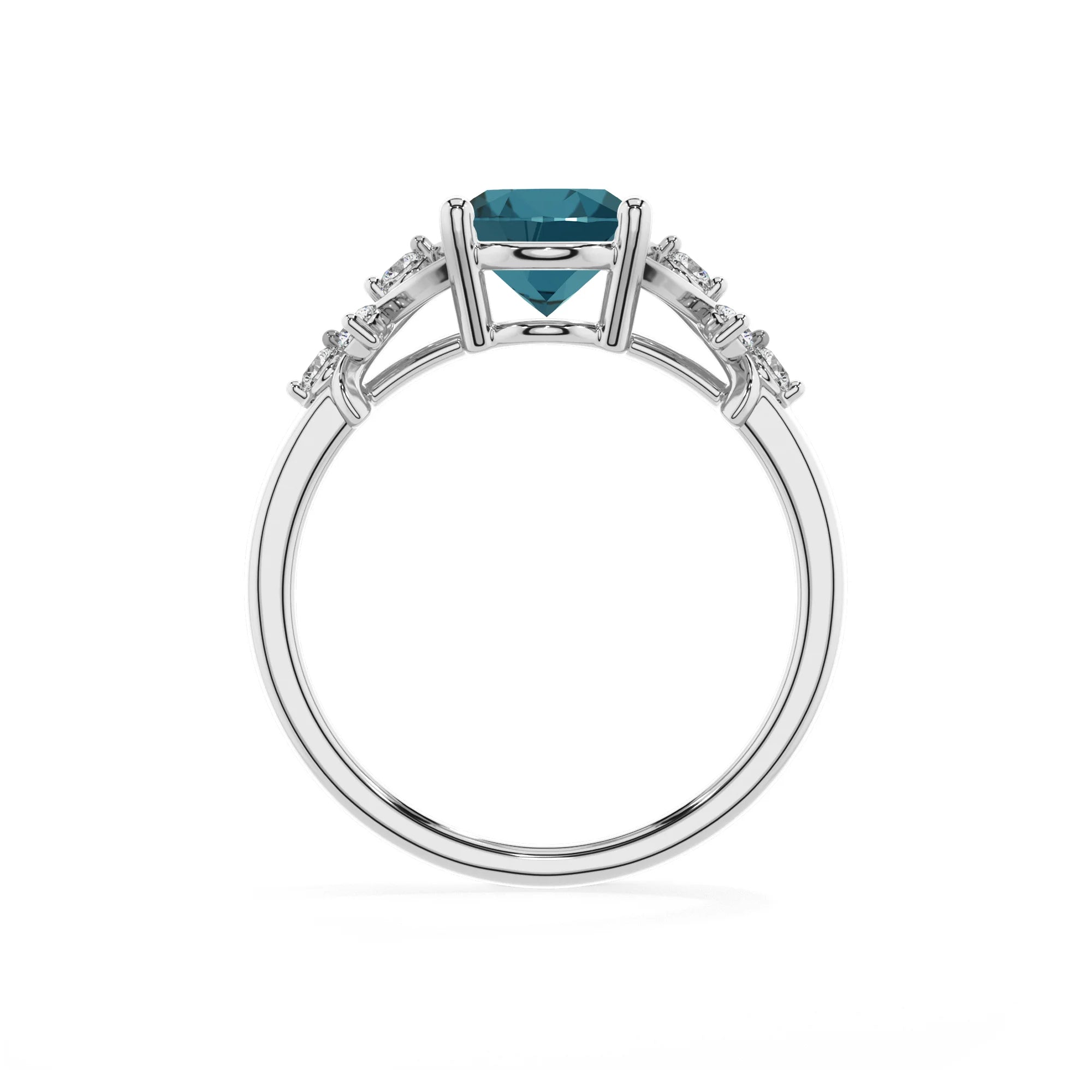 natural london-blue-topaz oval solitaire rings in platinum