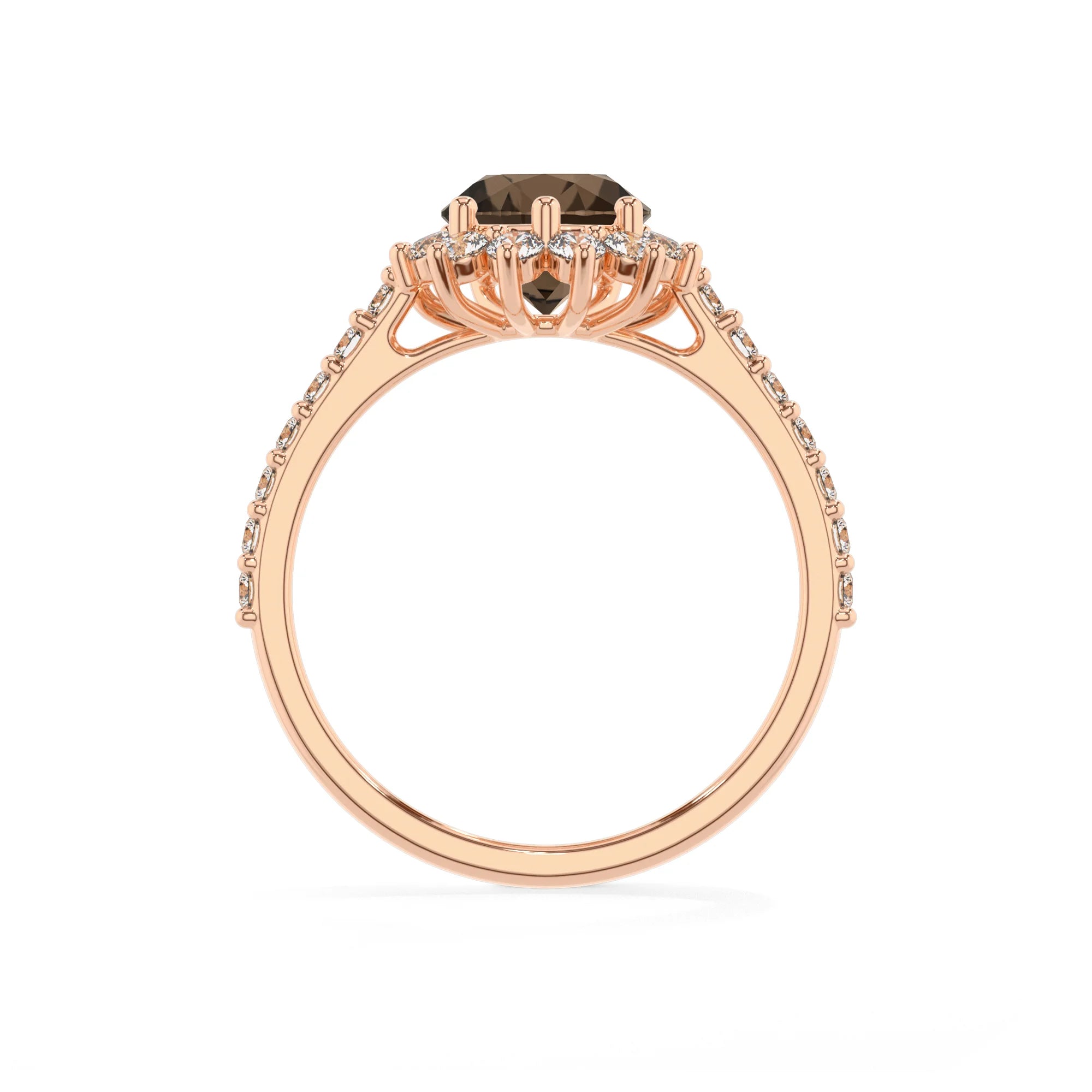 natural smoky-quartz pear solitaire rings in rose gold