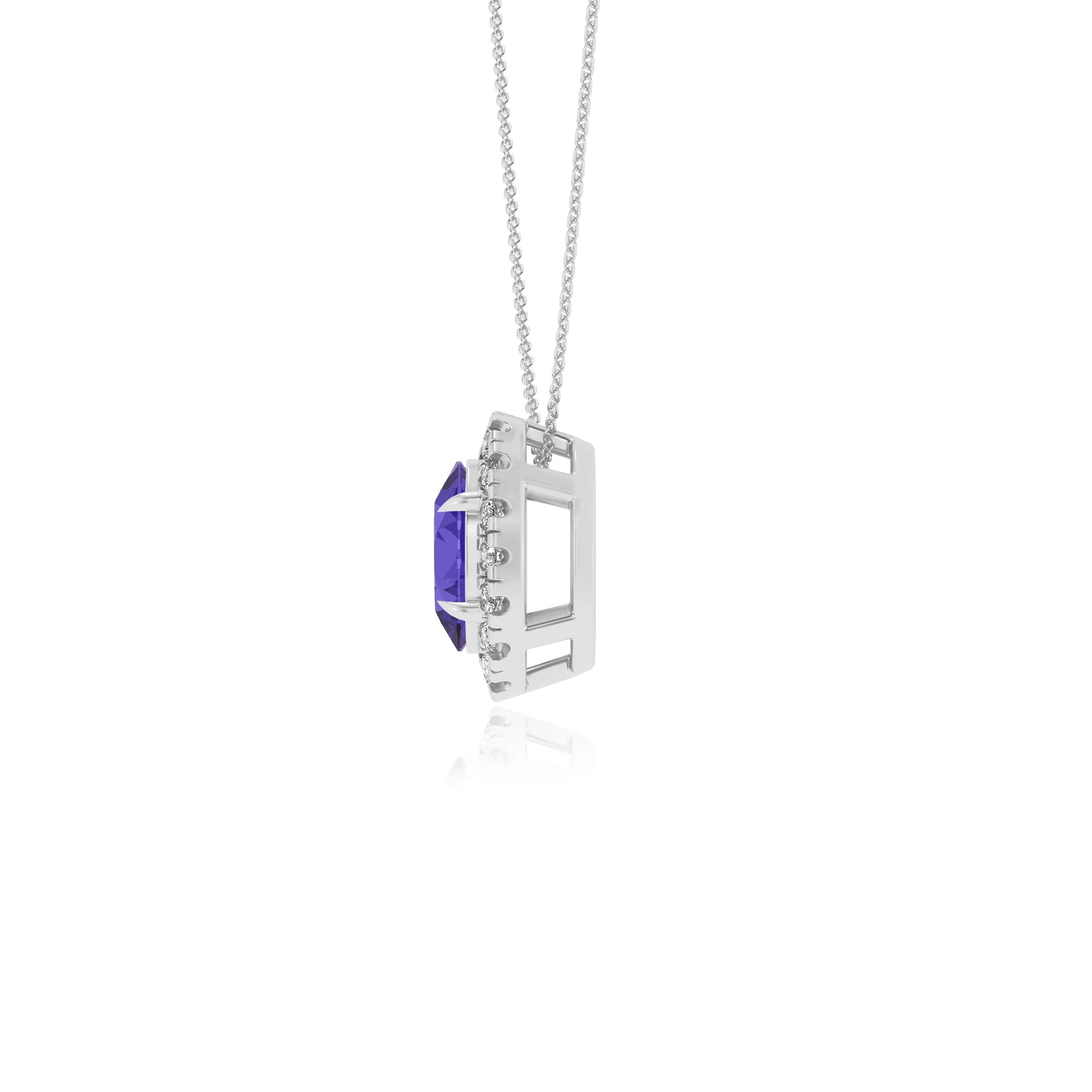 lab grown tanzanite oval solitaire necklaces in sterling silver