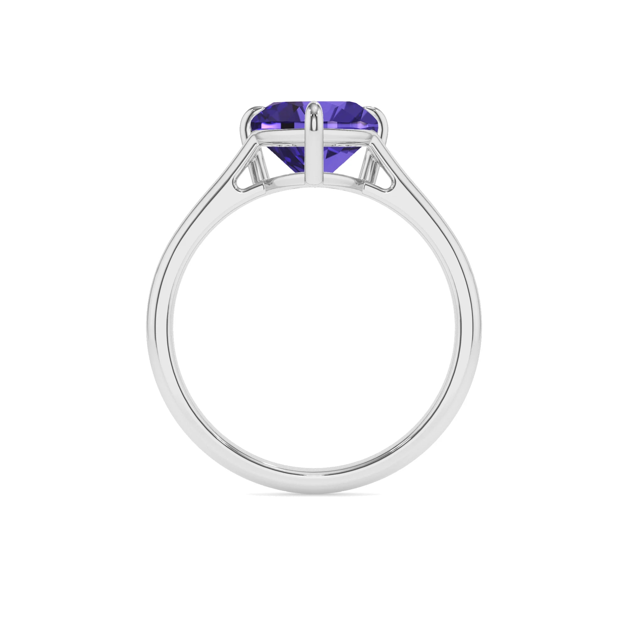 lab grown tanzanite heart solitaire rings in white gold