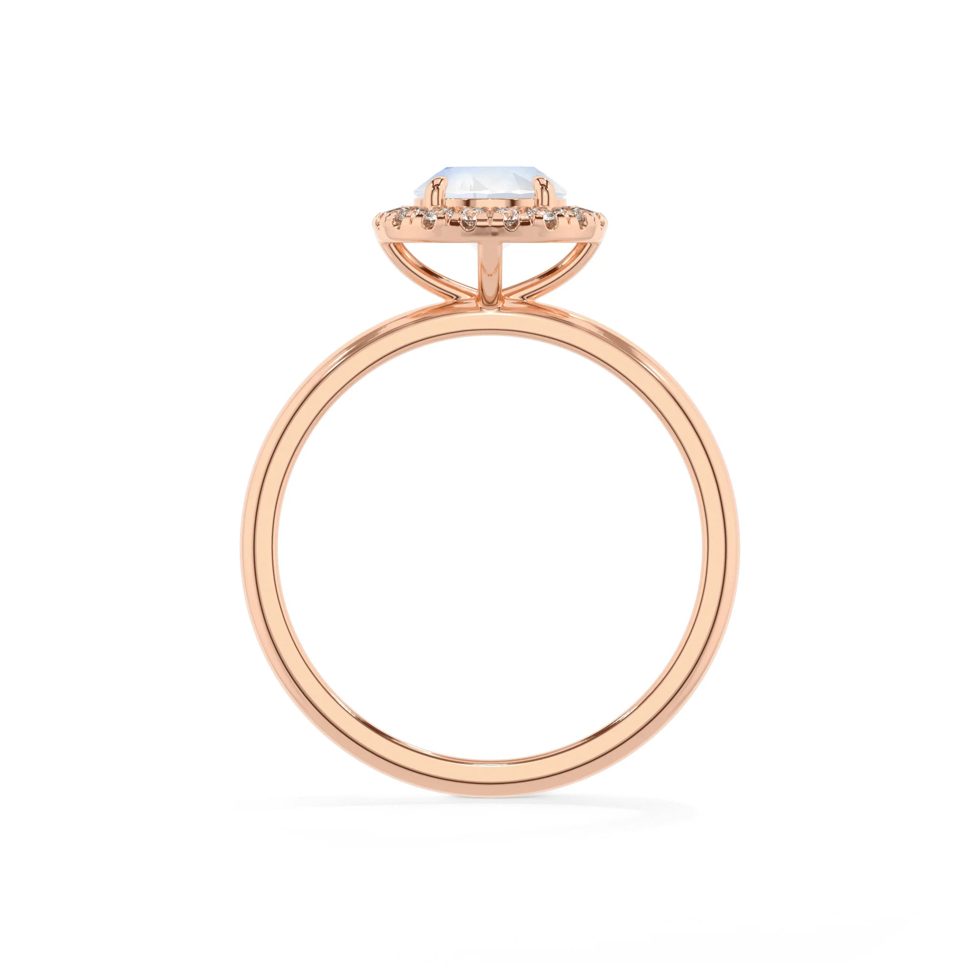 natural rainbow-moonstone round solitaire rings in rose gold
