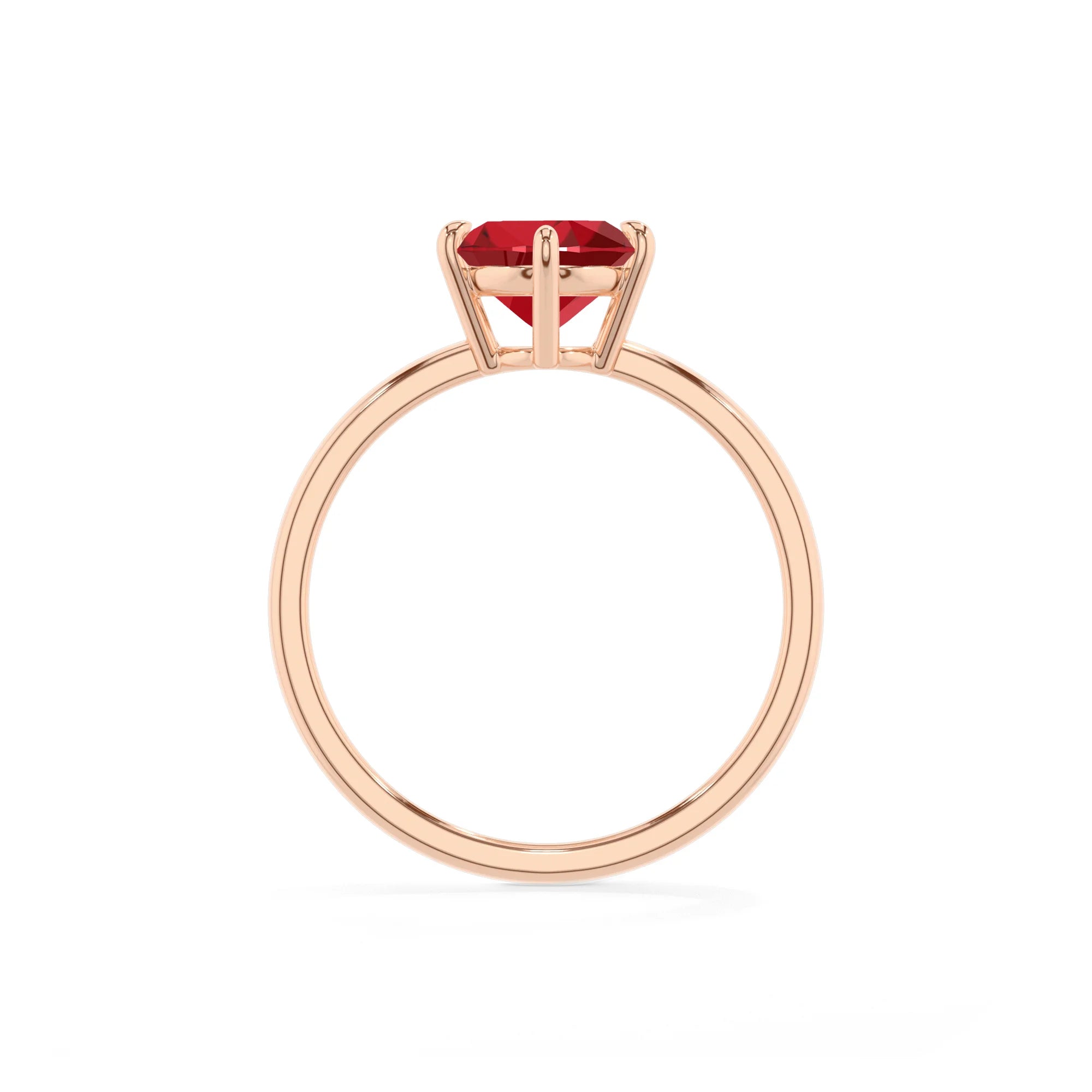 lab grown ruby oval solitaire rings in rose gold