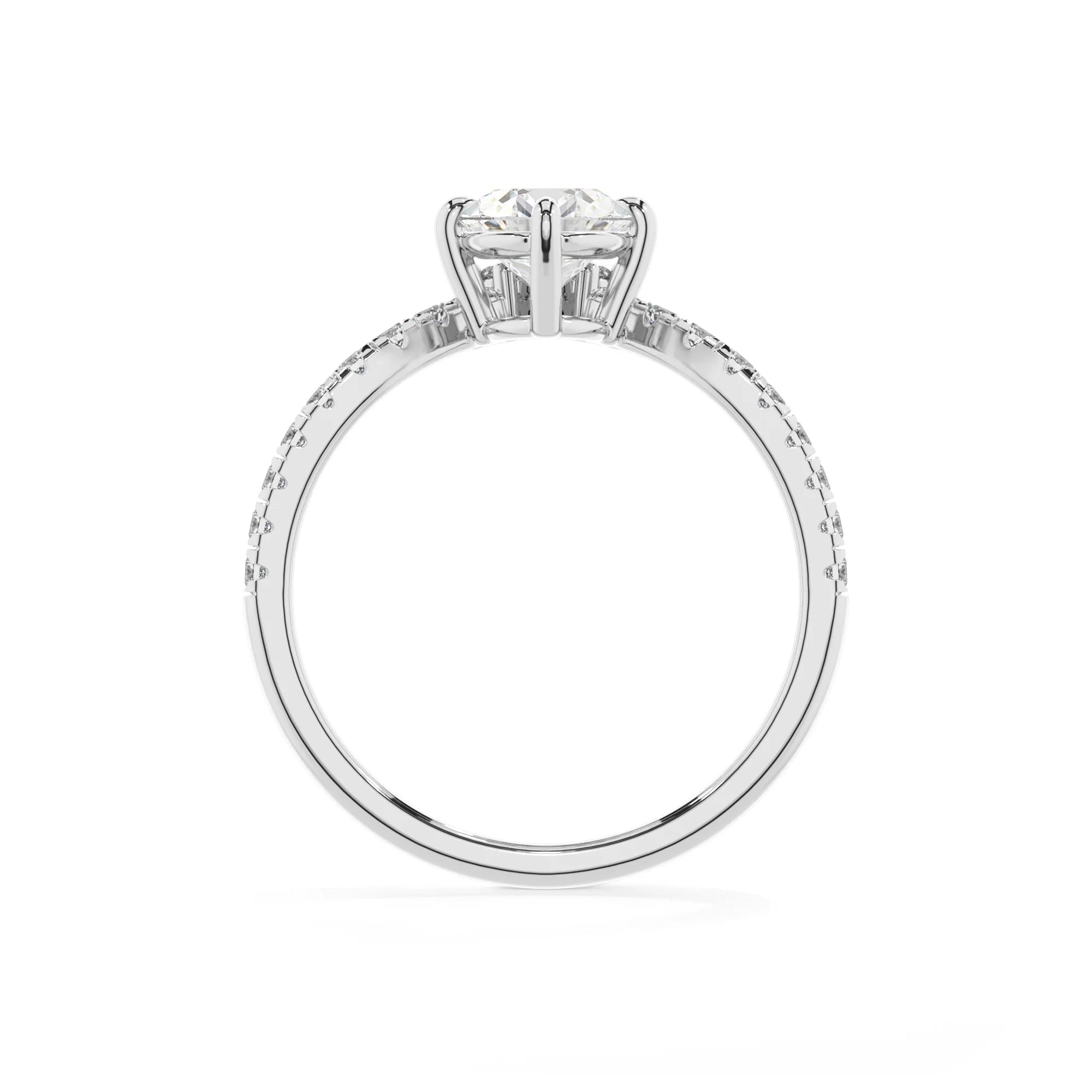 lab grown moissanite oval solitaire rings in white gold