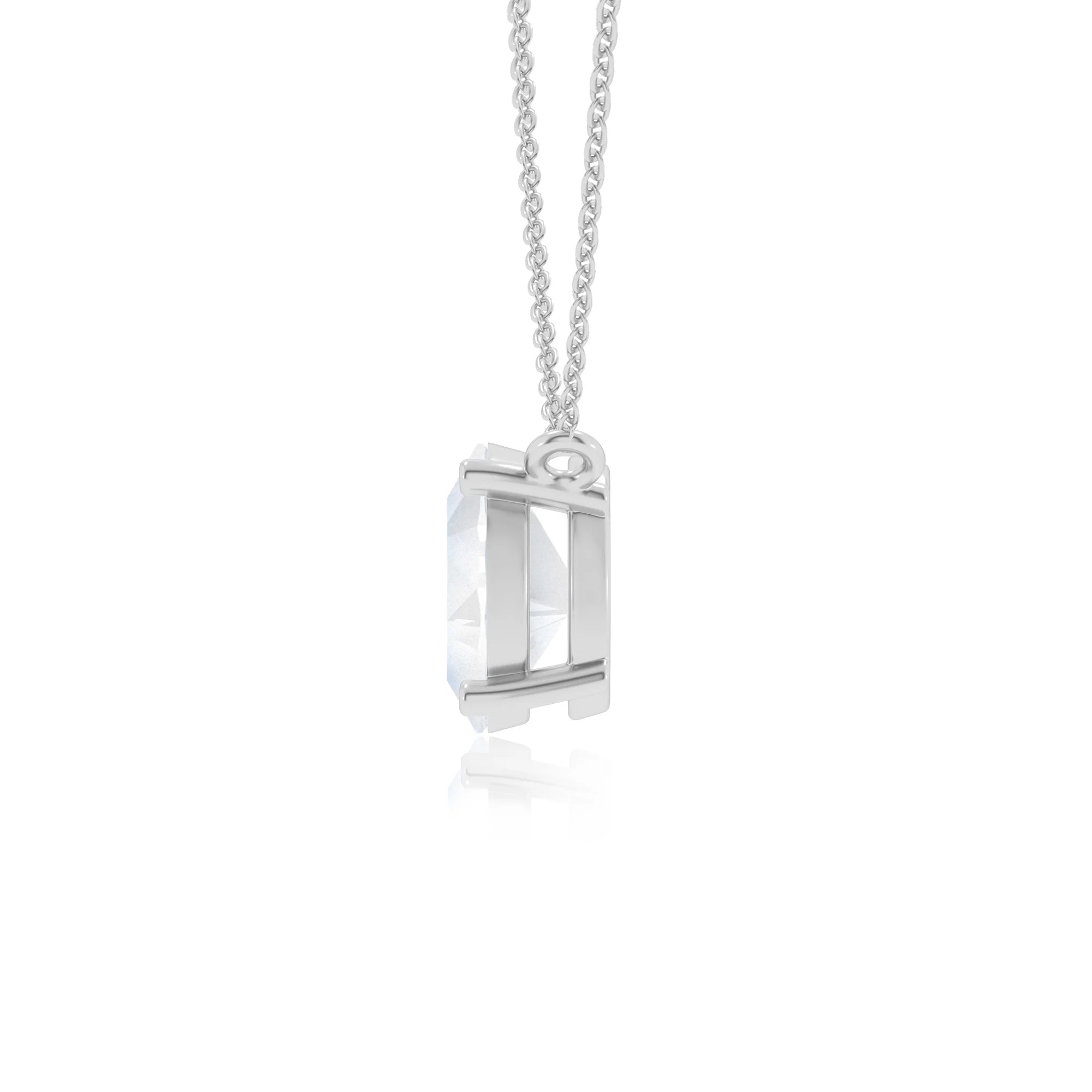 natural rainbow-moonstone oval solitaire necklaces in white gold