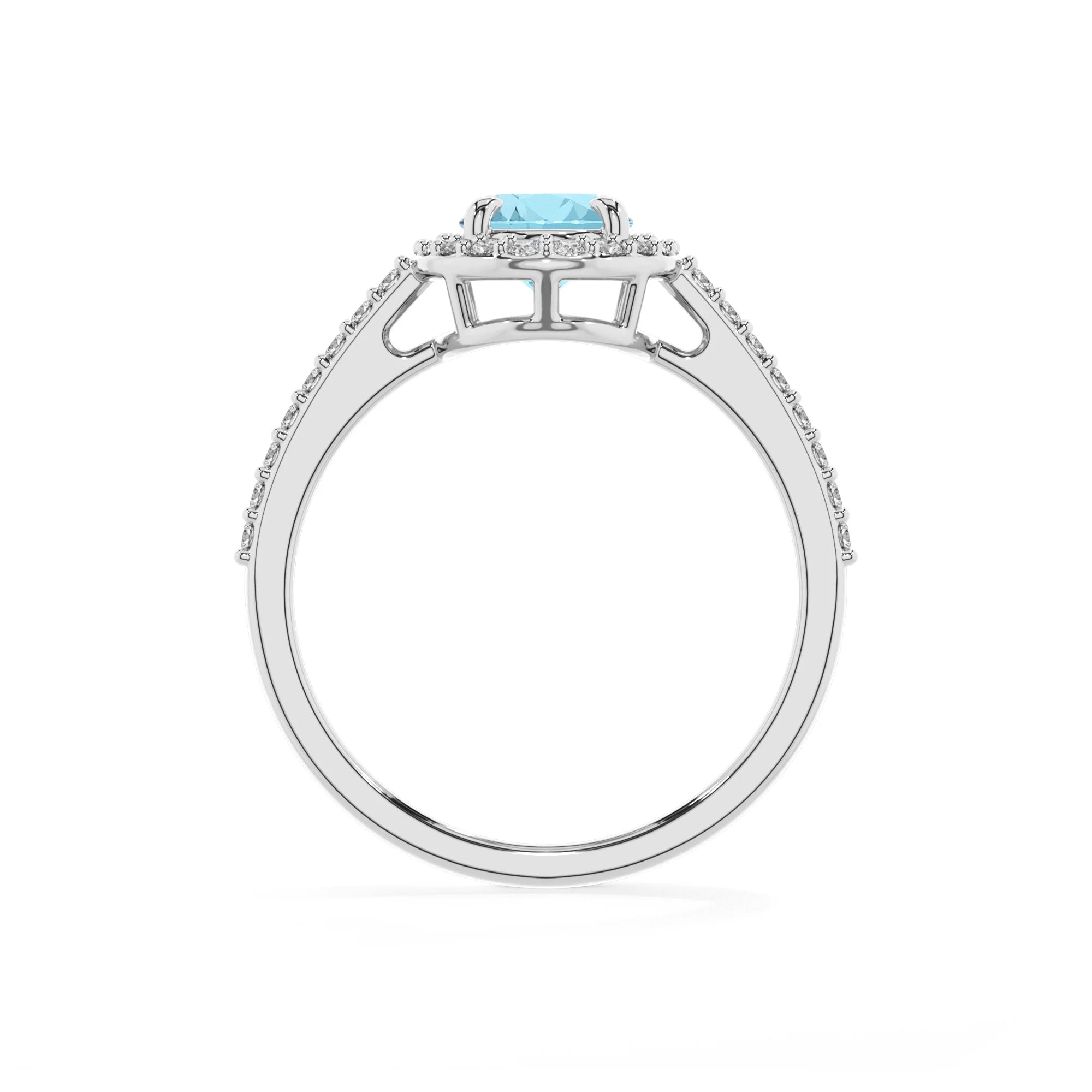 lab grown aquamarine oval solitaire rings in platinum