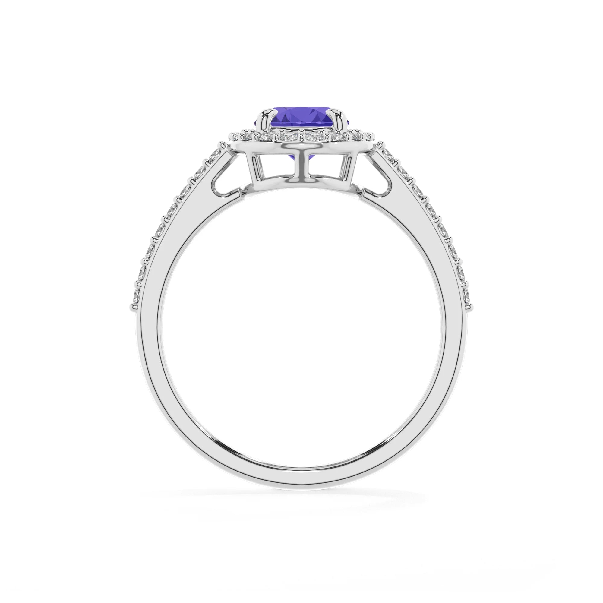 lab grown tanzanite oval solitaire rings in sterling silver