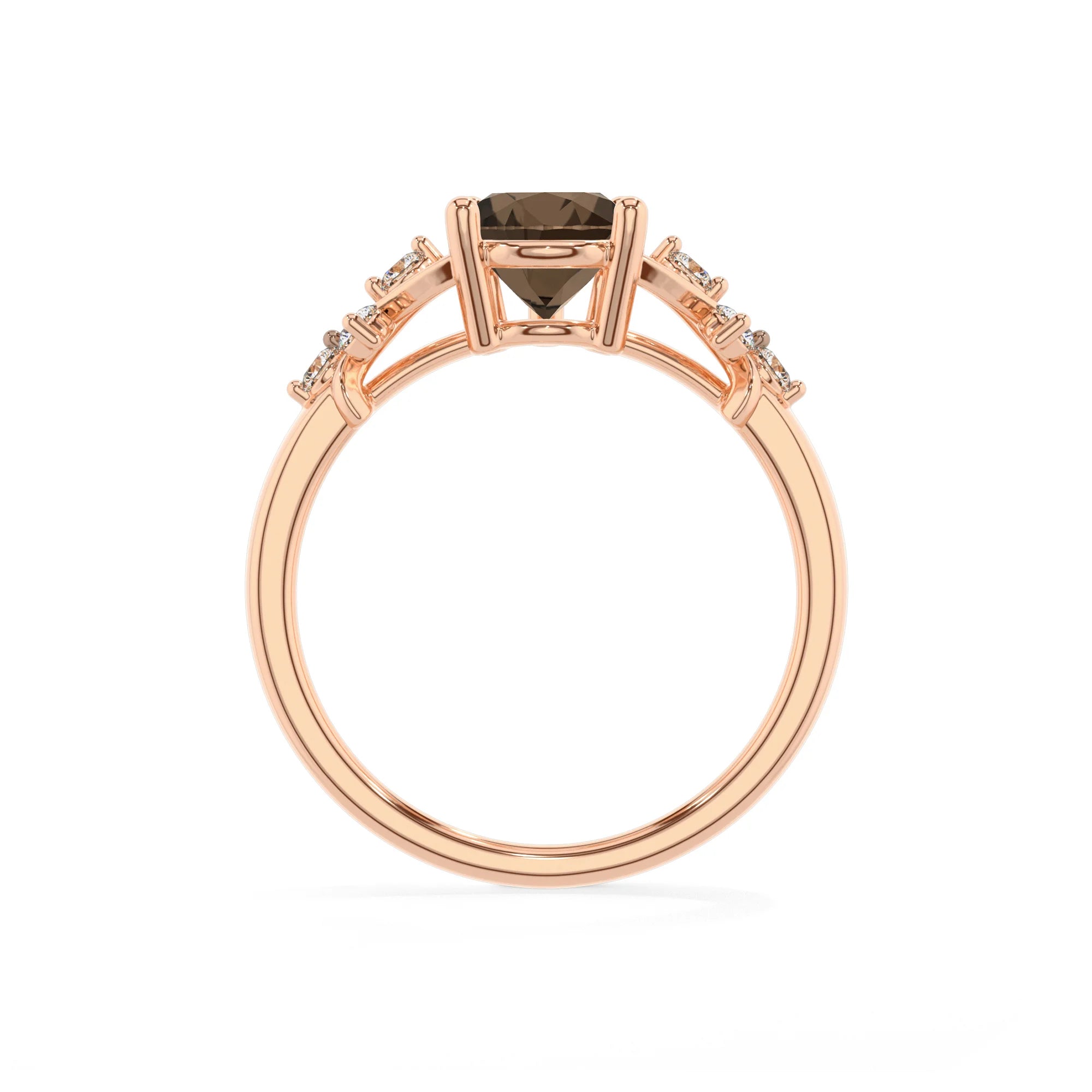 natural smoky-quartz pear solitaire rings in rose gold
