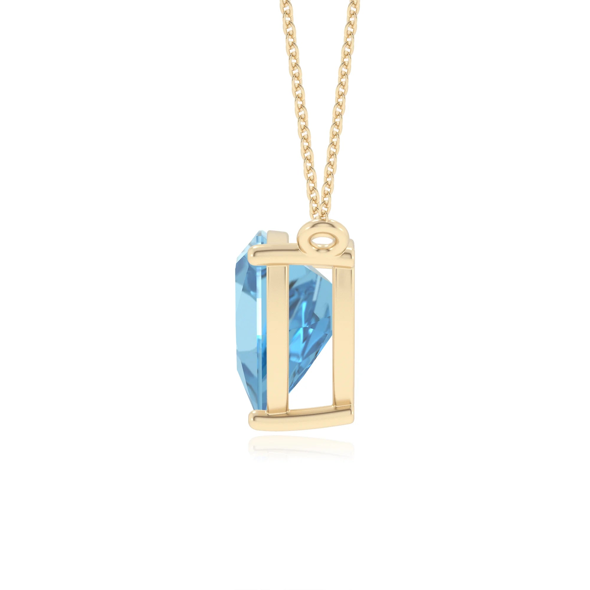 natural swiss-blue-topaz trillion solitaire necklaces in yellow gold