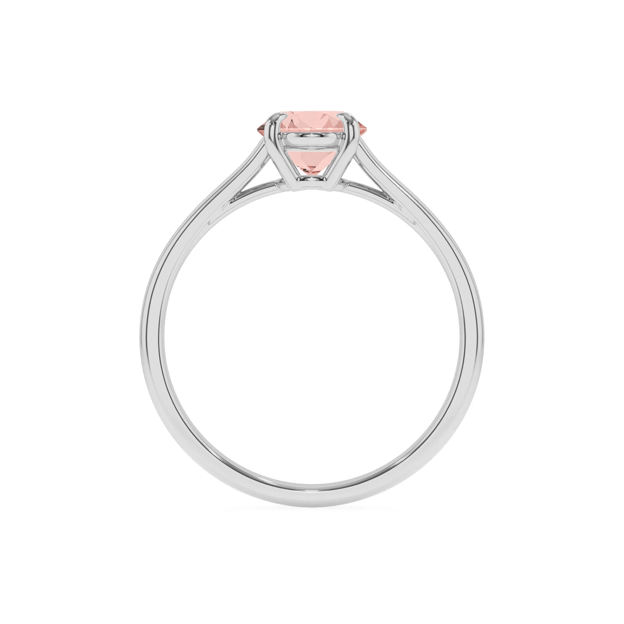 lab grown morganite oval solitaire rings in white gold