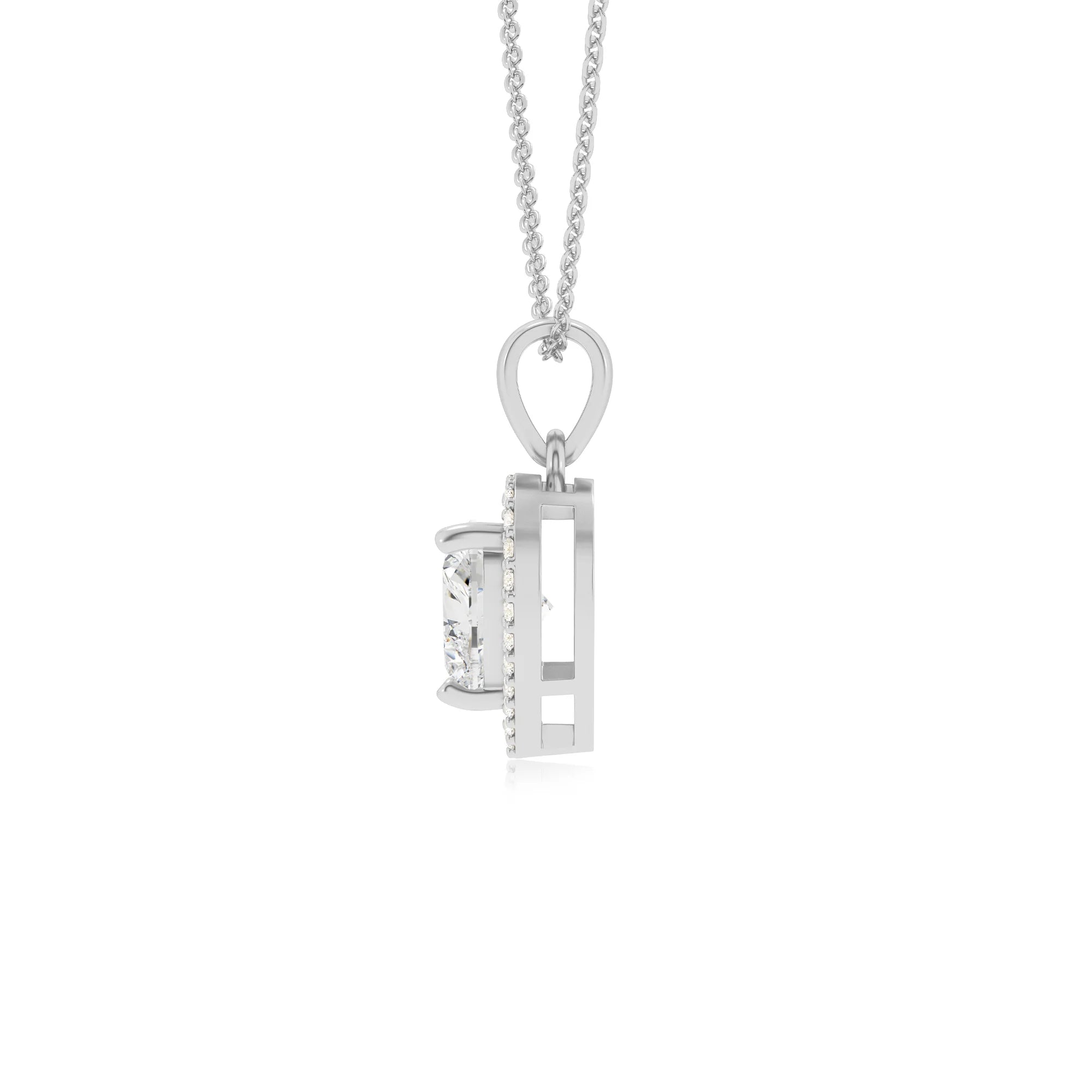 lab grown moissanite heart solitaire necklaces in platinum