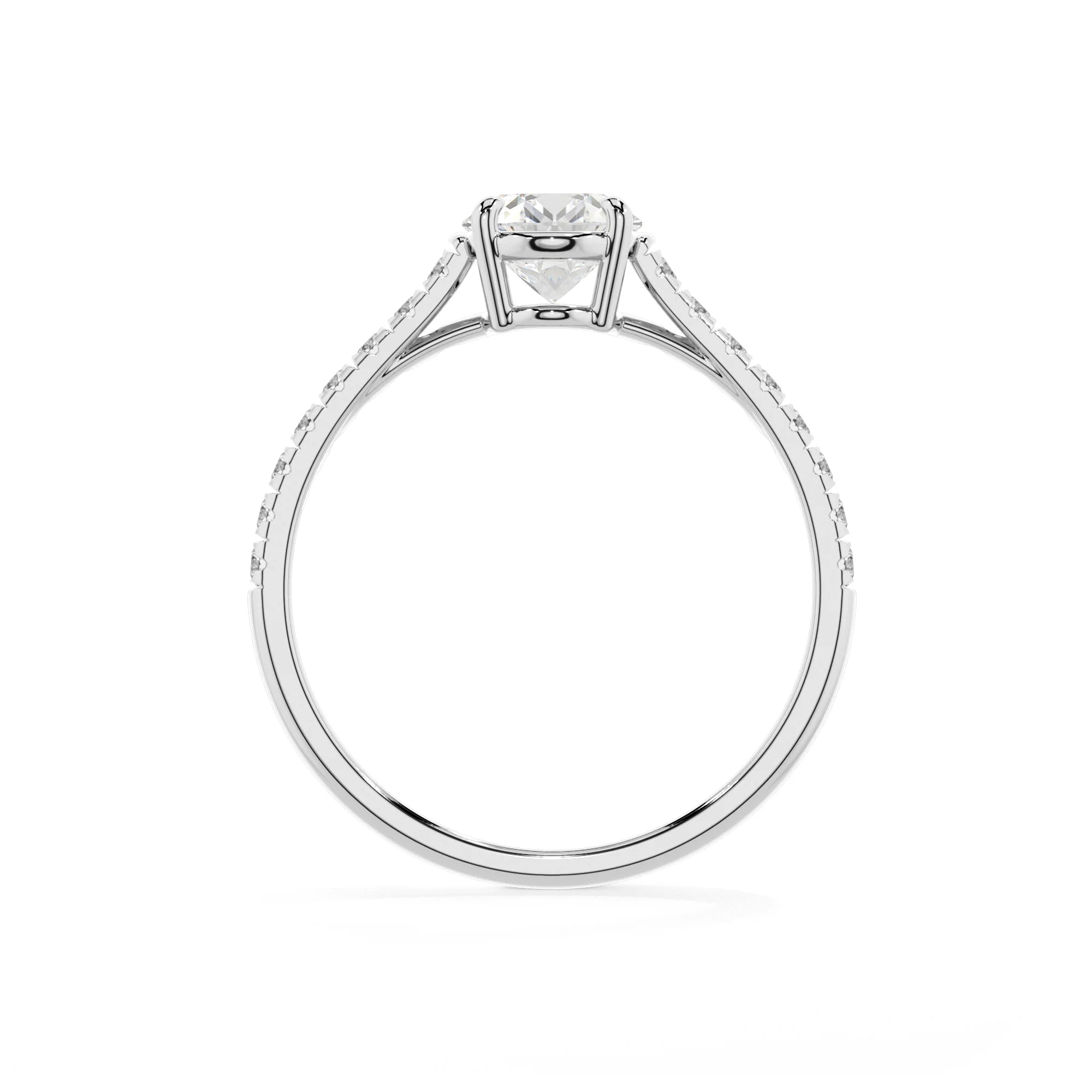 lab grown moissanite oval half eternity solitaire engagement rings in sterling silver