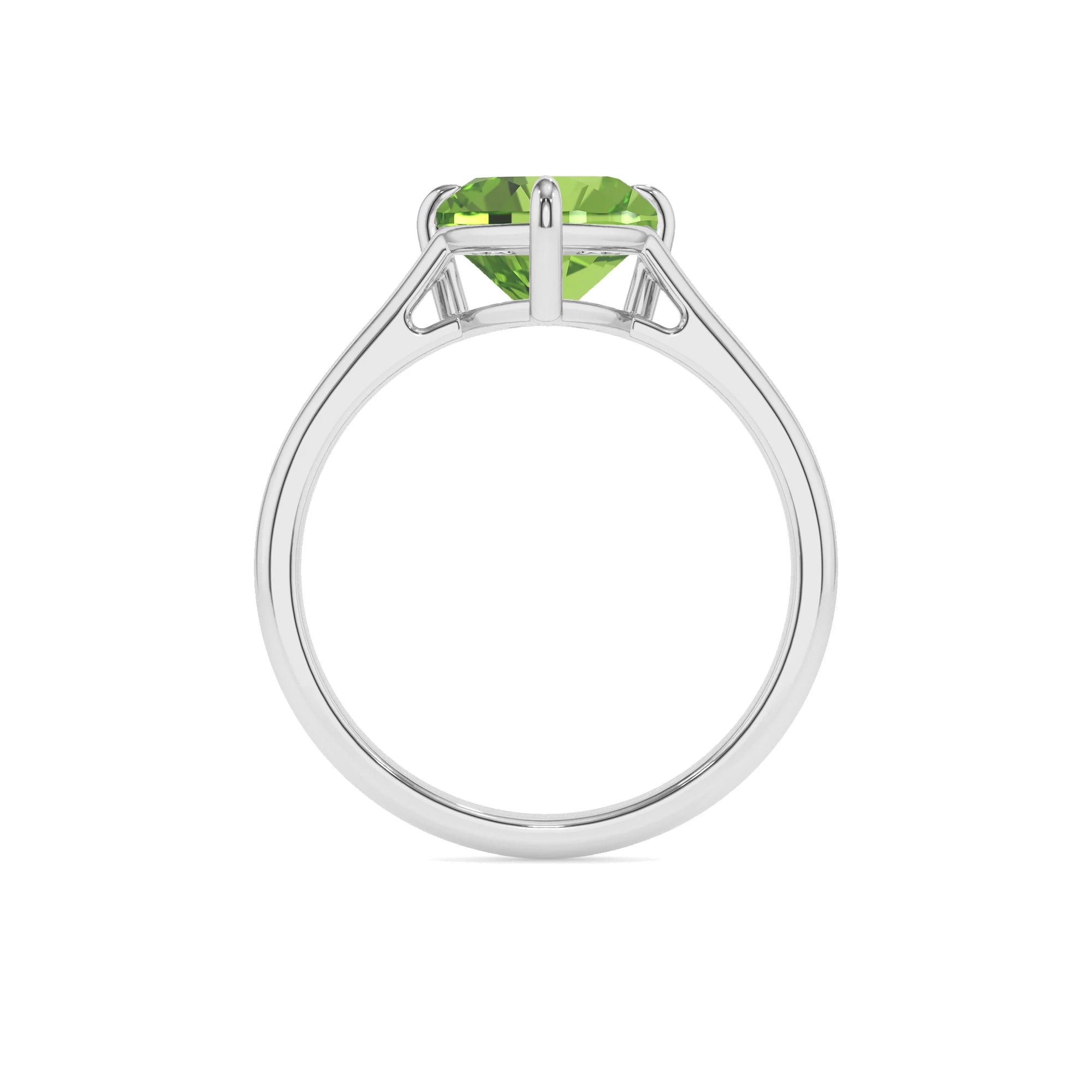 natural peridot heart solitaire rings in white gold