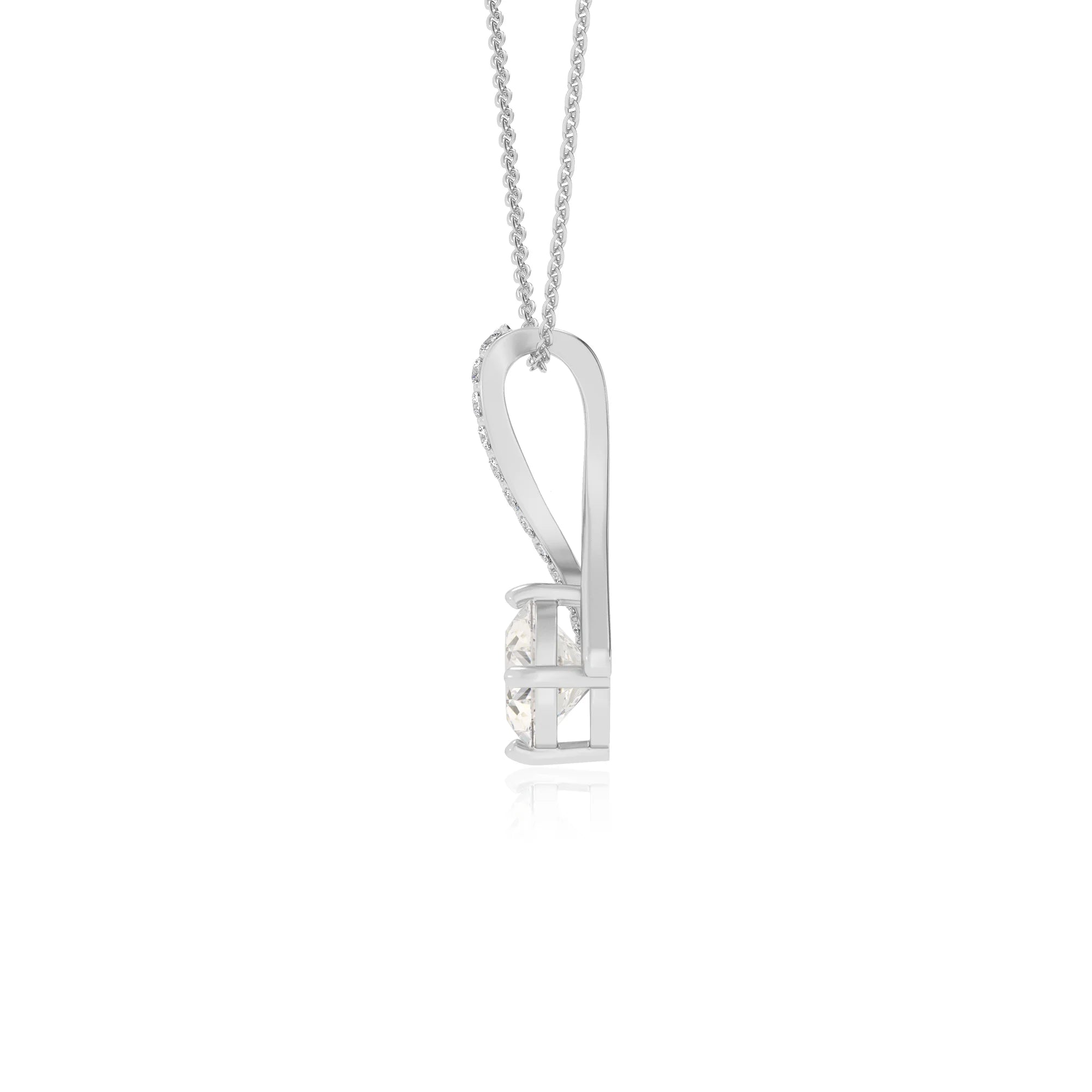 lab grown moissanite round solitaire necklaces in platinum
