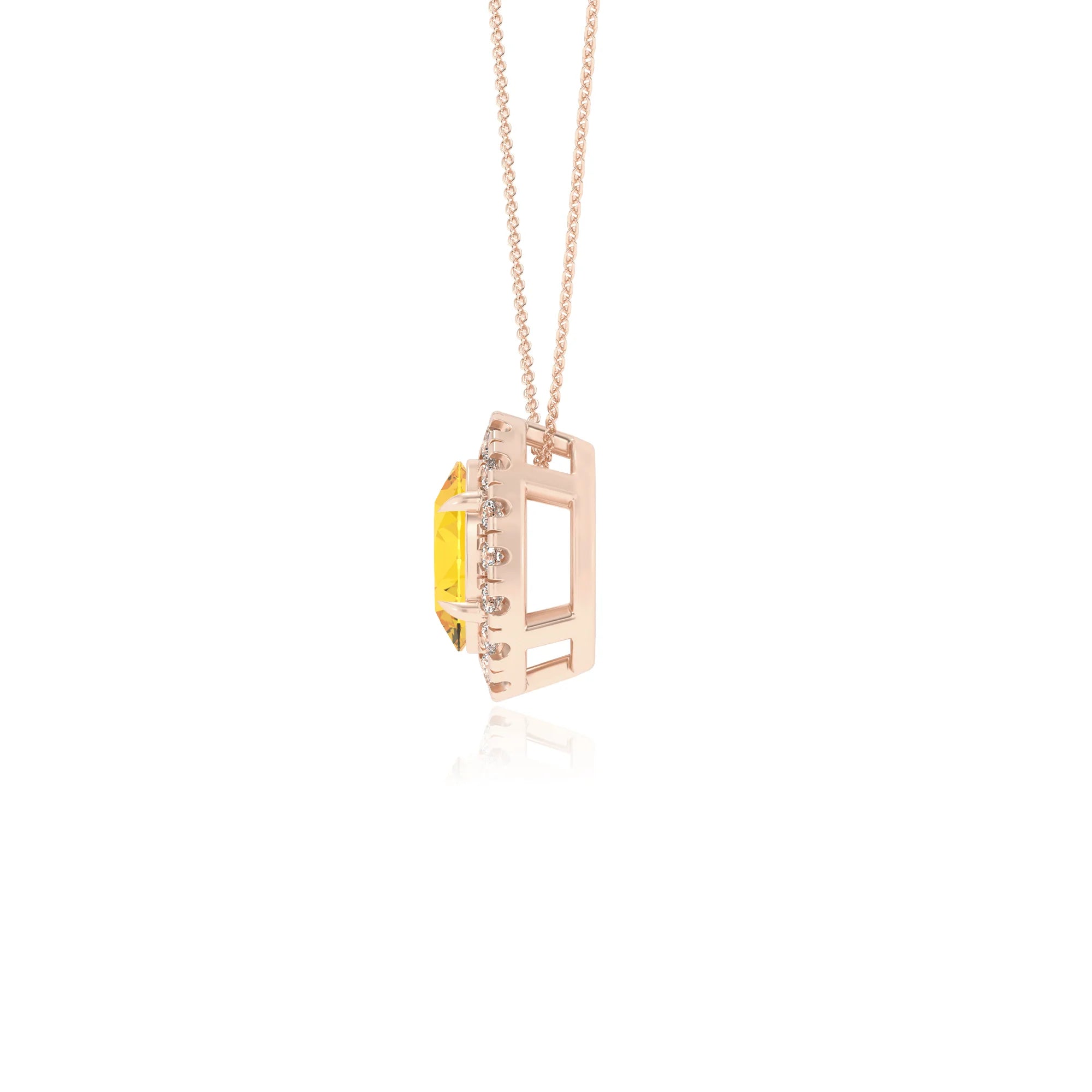 lab grown yellow sapphire oval solitaire necklaces in rose gold