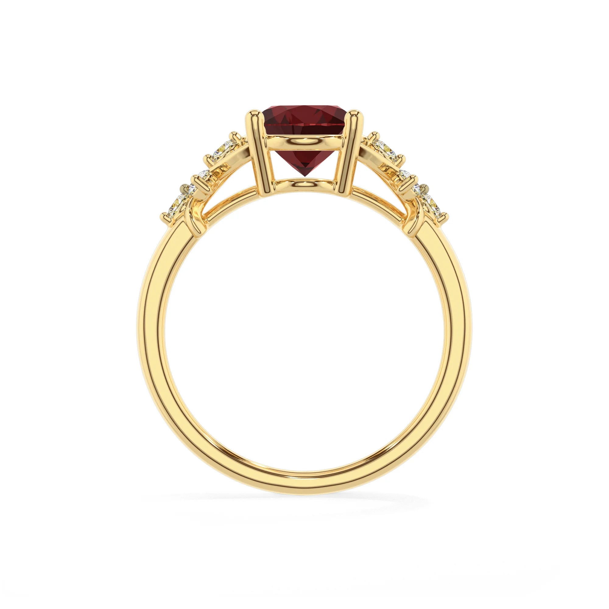 natural garnet oval solitaire rings in yellow gold