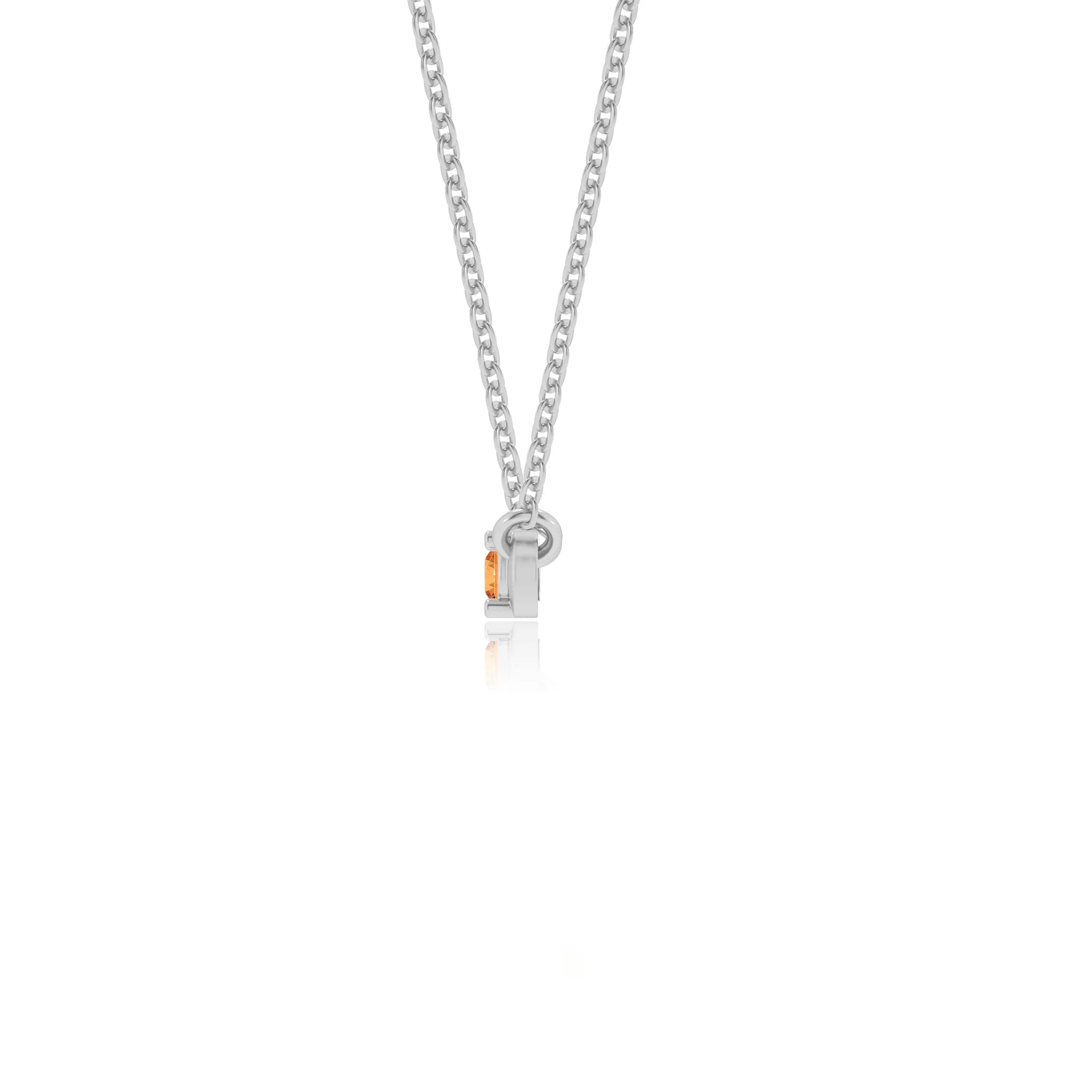 lab grown citrine round bar v-bale necklaces in white gold